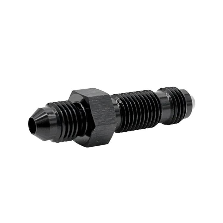 -16AN Straight Male AN Flare Bulkhead Adapter, Black Hard Anodized Aluminum