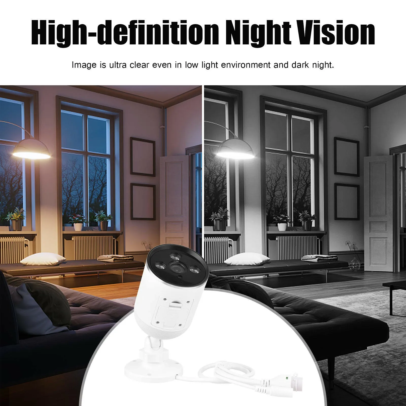 1080P Smart WiFi Camera Wireless Monitor Camera 2MP 130° Viewing Angle Supports Night Vision Motion Detection Two-Way Talk Mobile Phone APP Remote Control for Home Office