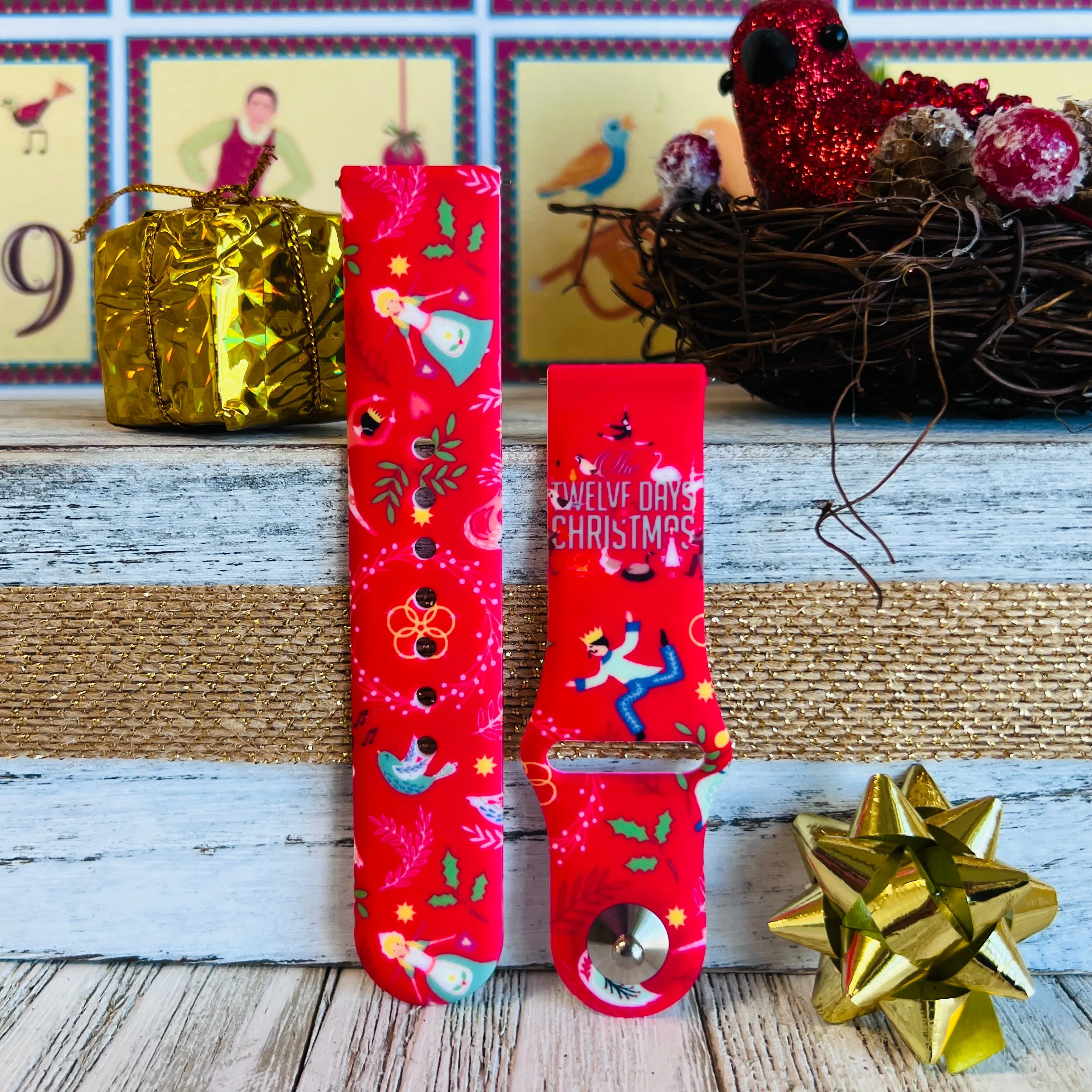 12 Days Of Christmas Print Silicone Band For Fitbit Versa 1/2