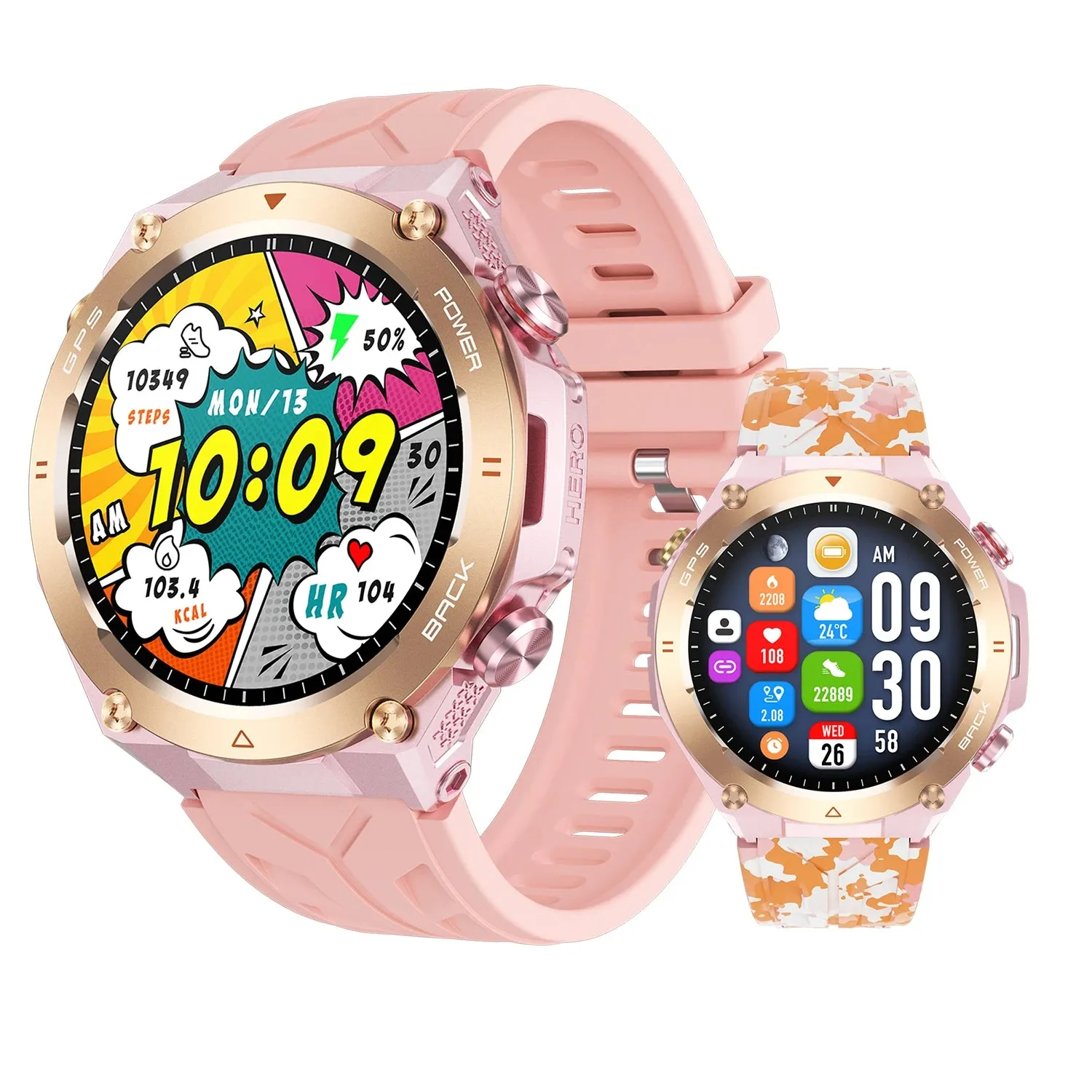 1.45" Ultra HD Display Built-In GPS & Compass 650Mah Battery Smartwatch