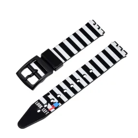 17mm Universal stripe printed silicone watch strap - Look Left in Stripe