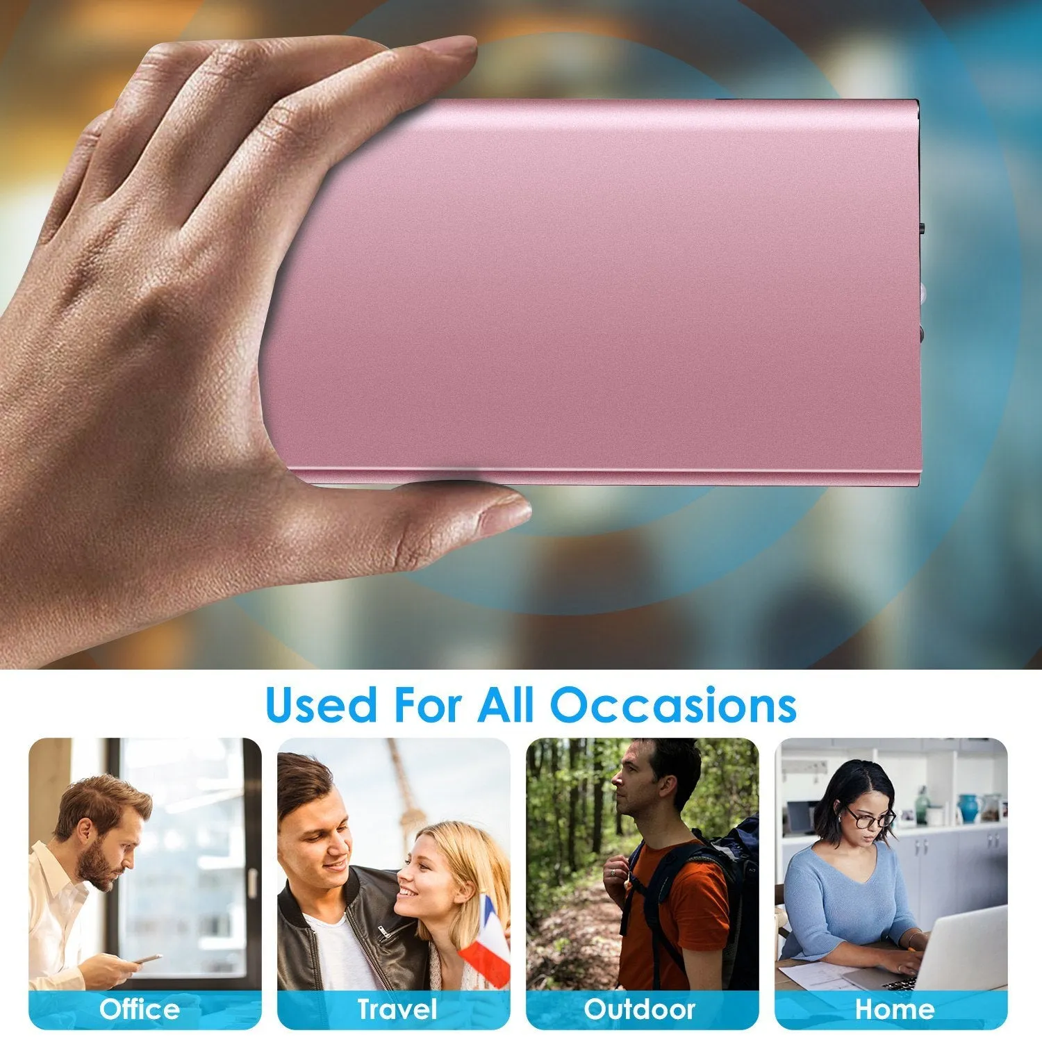 20000mAh Power Bank Ultra-thin External Battery Phone Charger