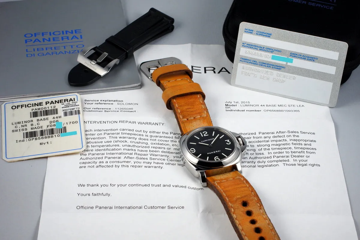 2003 Panerai PAM 112 Luminor with Service Box and Papers