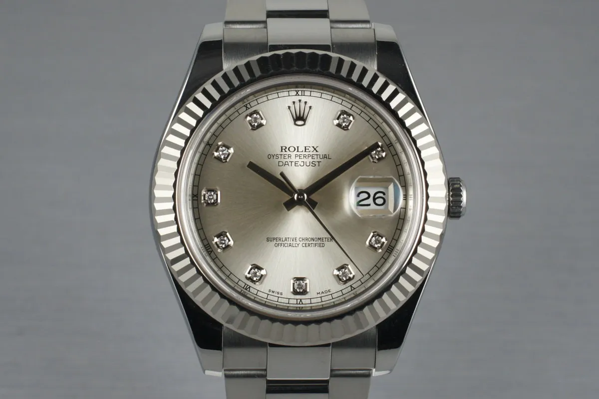 2010 Rolex Datejust II 116334 with Silver Diamond Dial PGA Award Watch