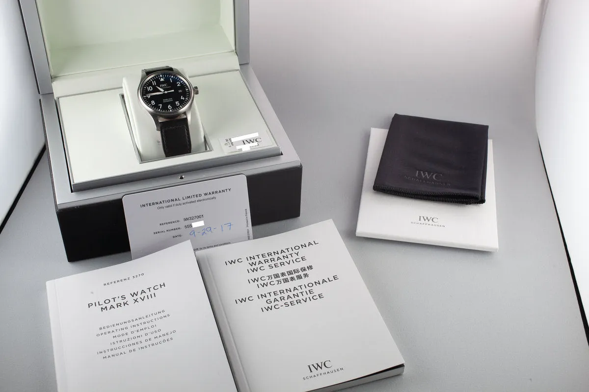 2017 IWC Mark XVIII Pilot's Watch IW327001 with Box and Papers