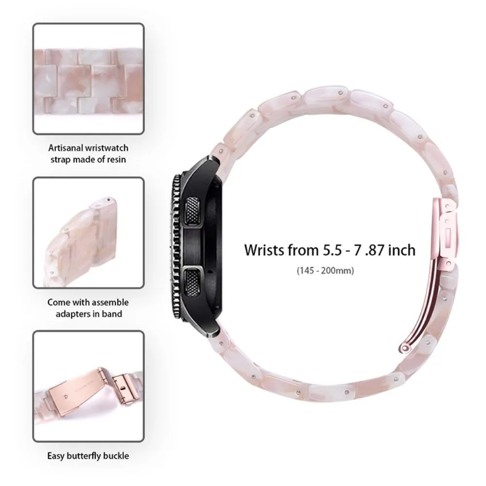 20mm smooth resin watch strap for Amazfit watch - Pink / White