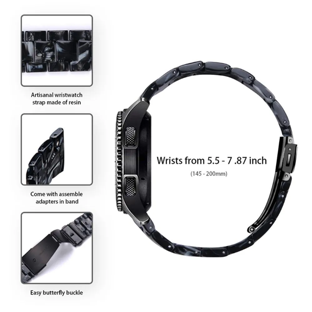 20mm smooth resin watch strap for Garmin watch - Black / White