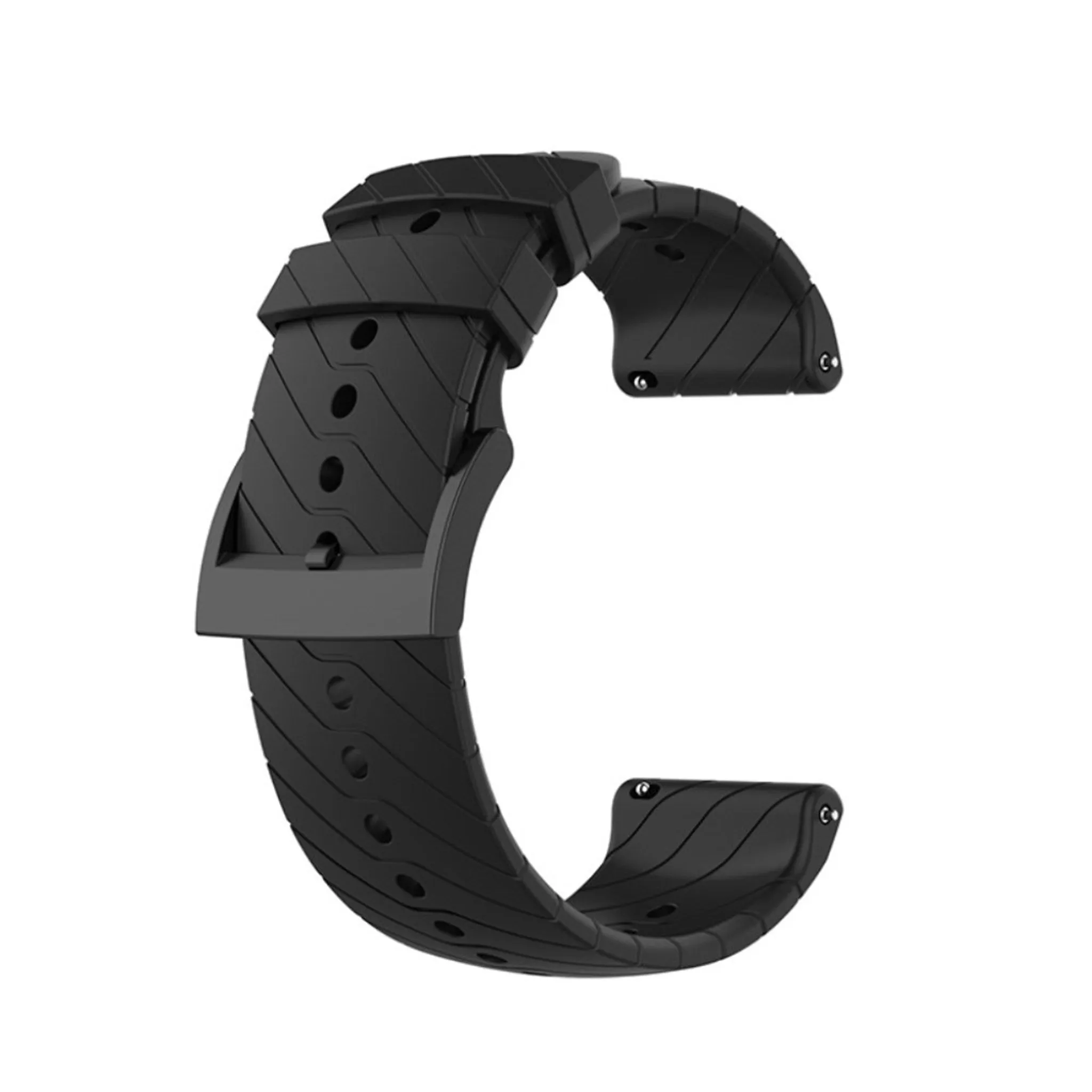 24mm twill texture silicone watch strap for Suunto device - Black