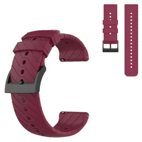 24mm twill texture silicone watch strap for Suunto device - Wine Red