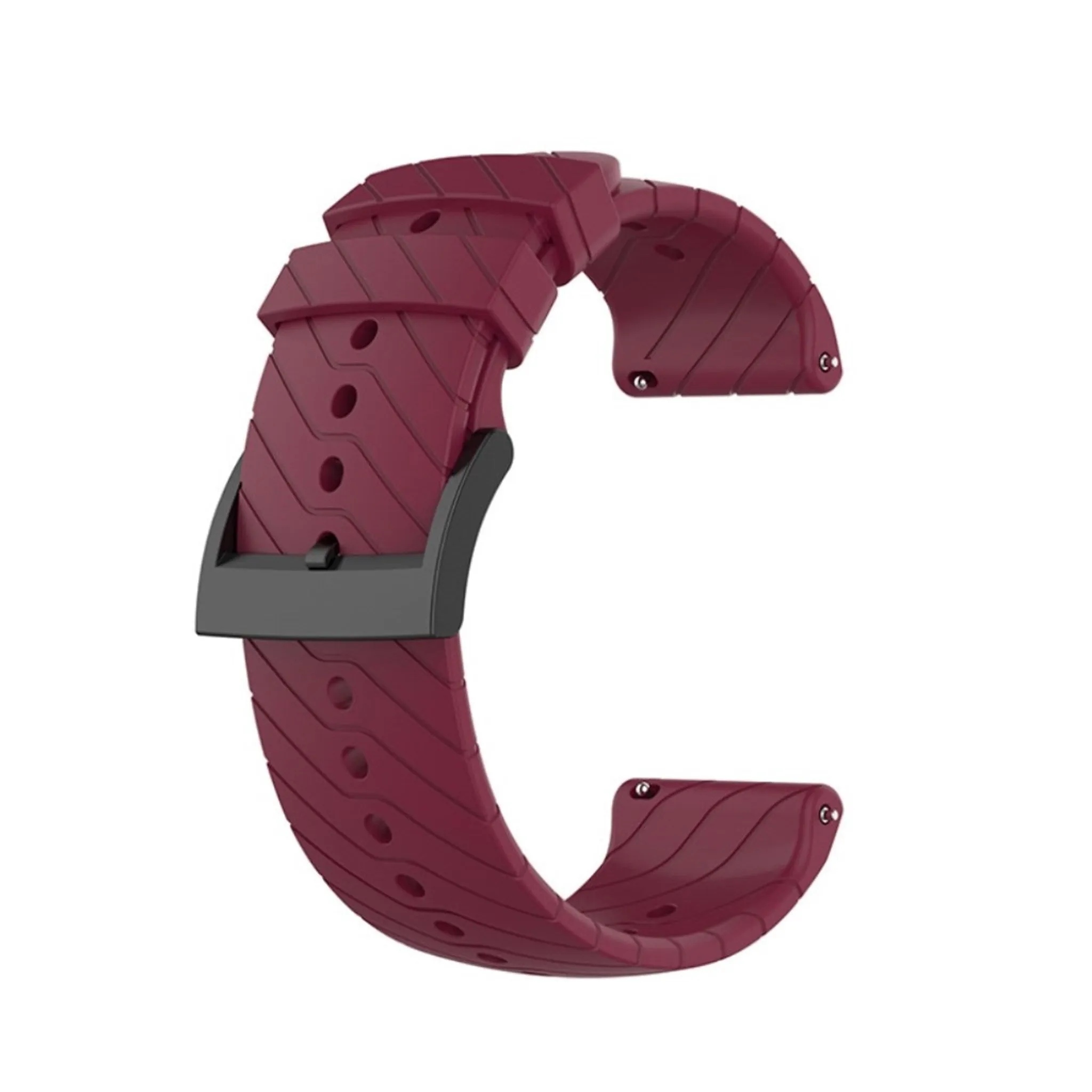 24mm twill texture silicone watch strap for Suunto device - Wine Red