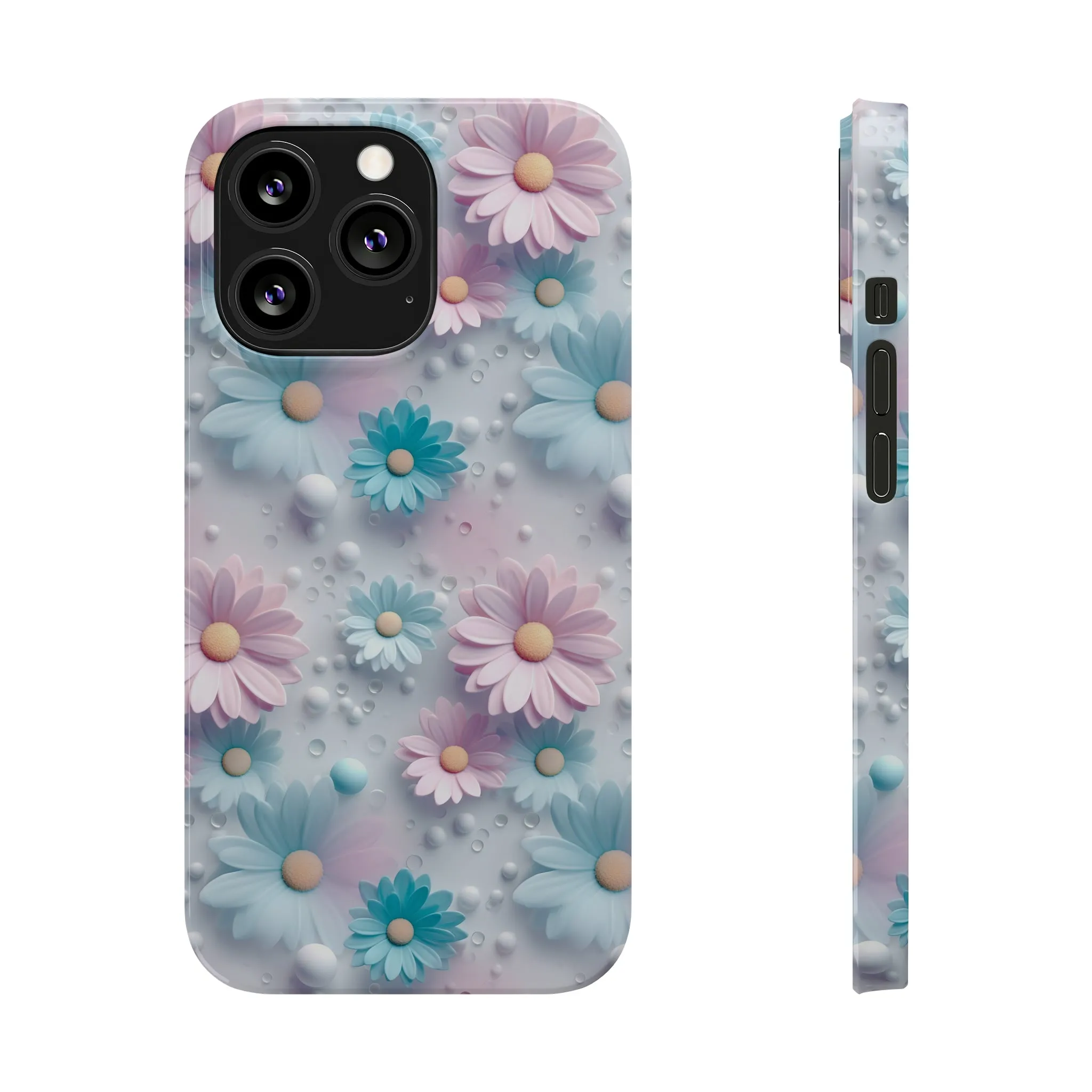 3D Dreamy Daisy Design Sleek Elegance Wireless-Charging Compatible Phone Case Slim Phone Case compatible with over 20 iphone models