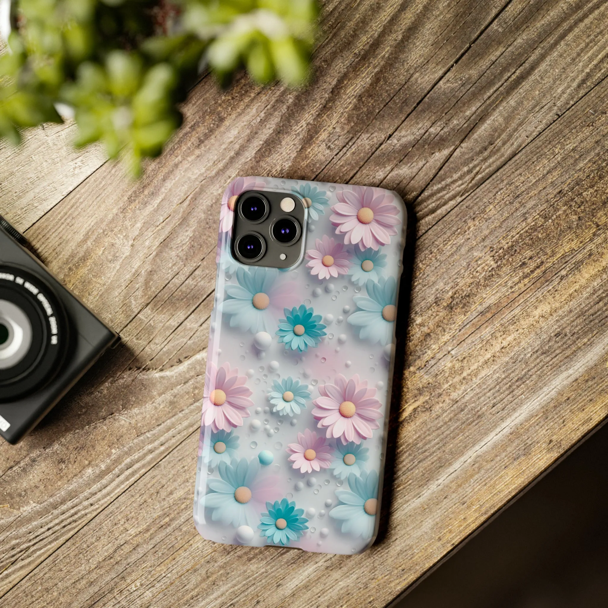 3D Dreamy Daisy Design Sleek Elegance Wireless-Charging Compatible Phone Case Slim Phone Case compatible with over 20 iphone models