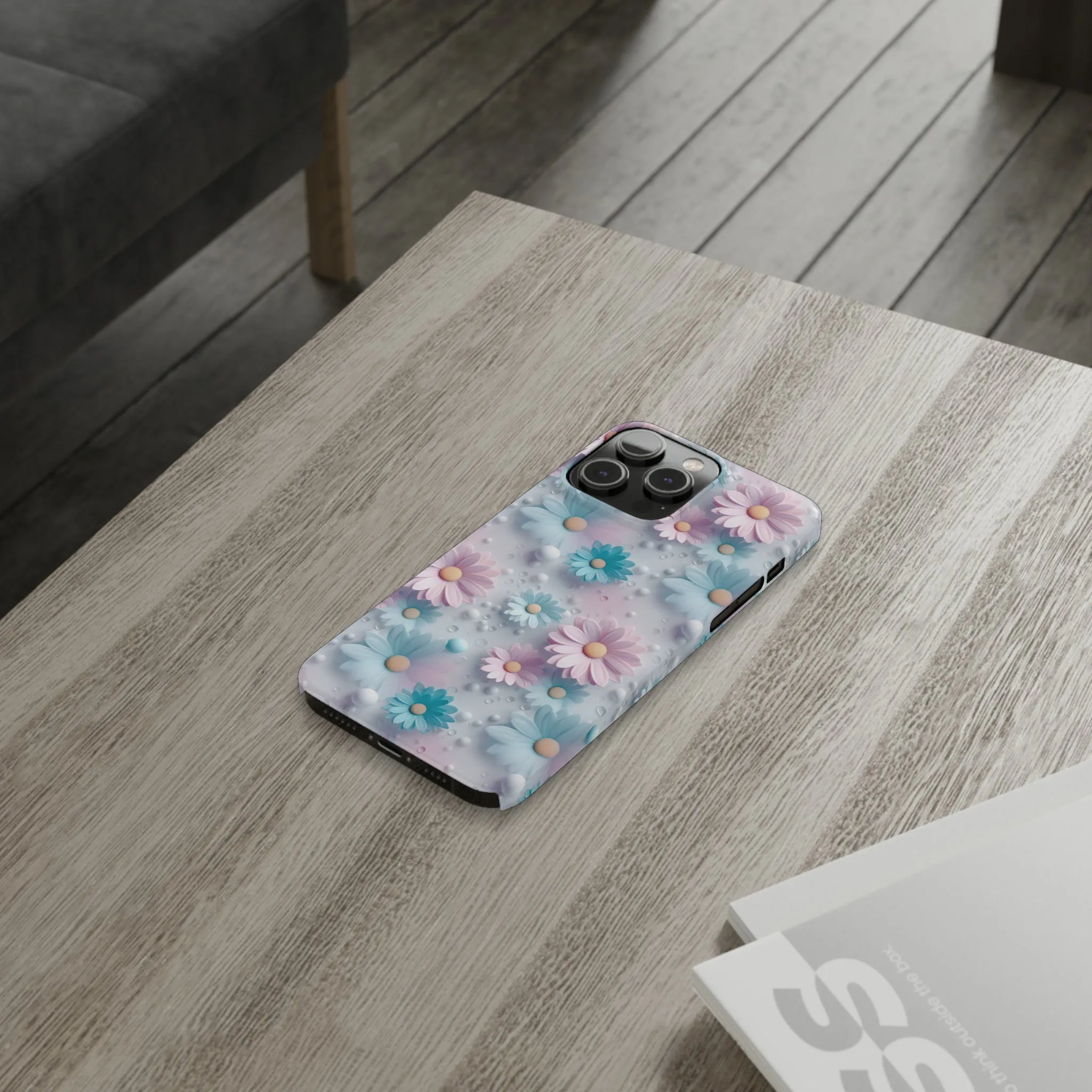 3D Dreamy Daisy Design Sleek Elegance Wireless-Charging Compatible Phone Case Slim Phone Case compatible with over 20 iphone models