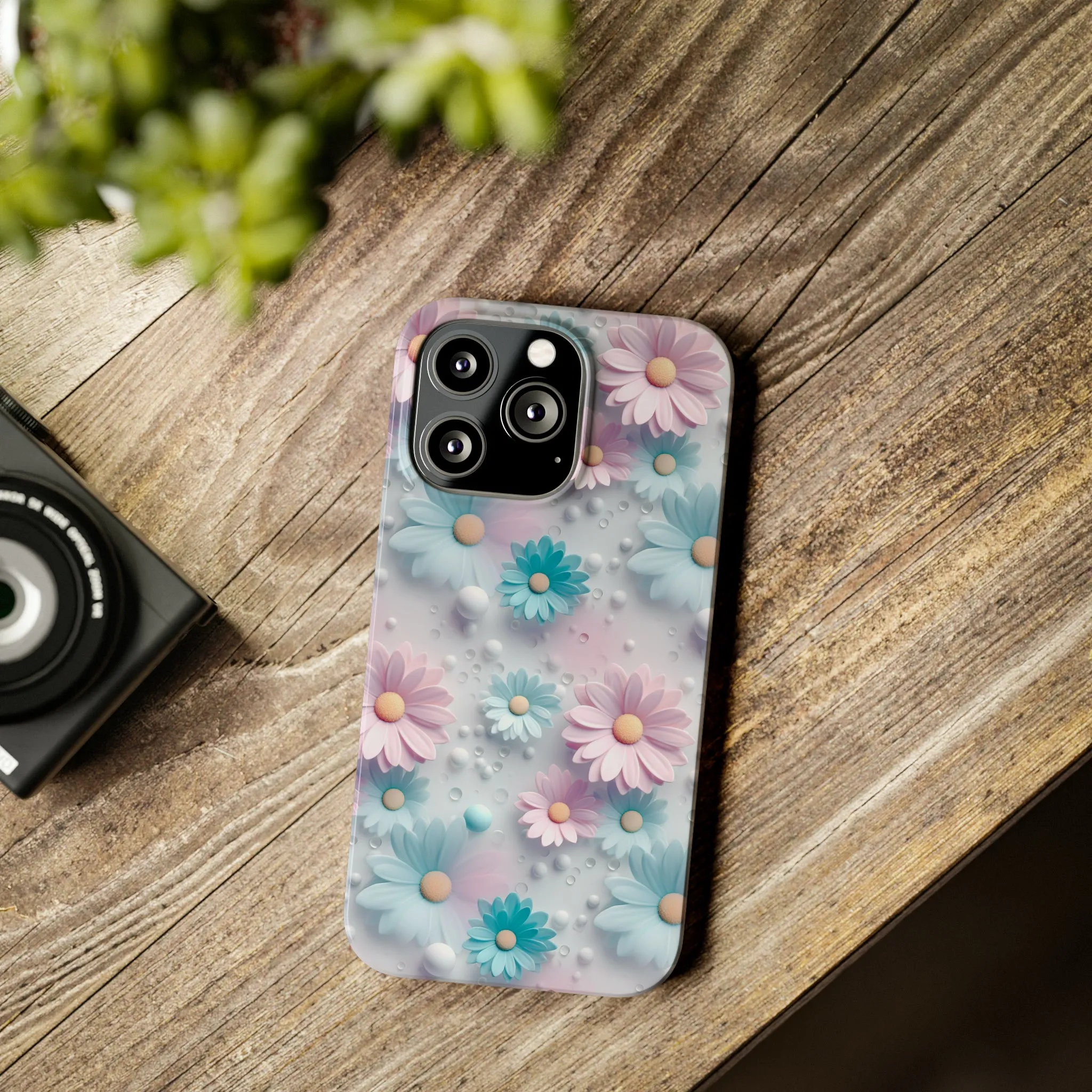 3D Dreamy Daisy Design Sleek Elegance Wireless-Charging Compatible Phone Case Slim Phone Case compatible with over 20 iphone models