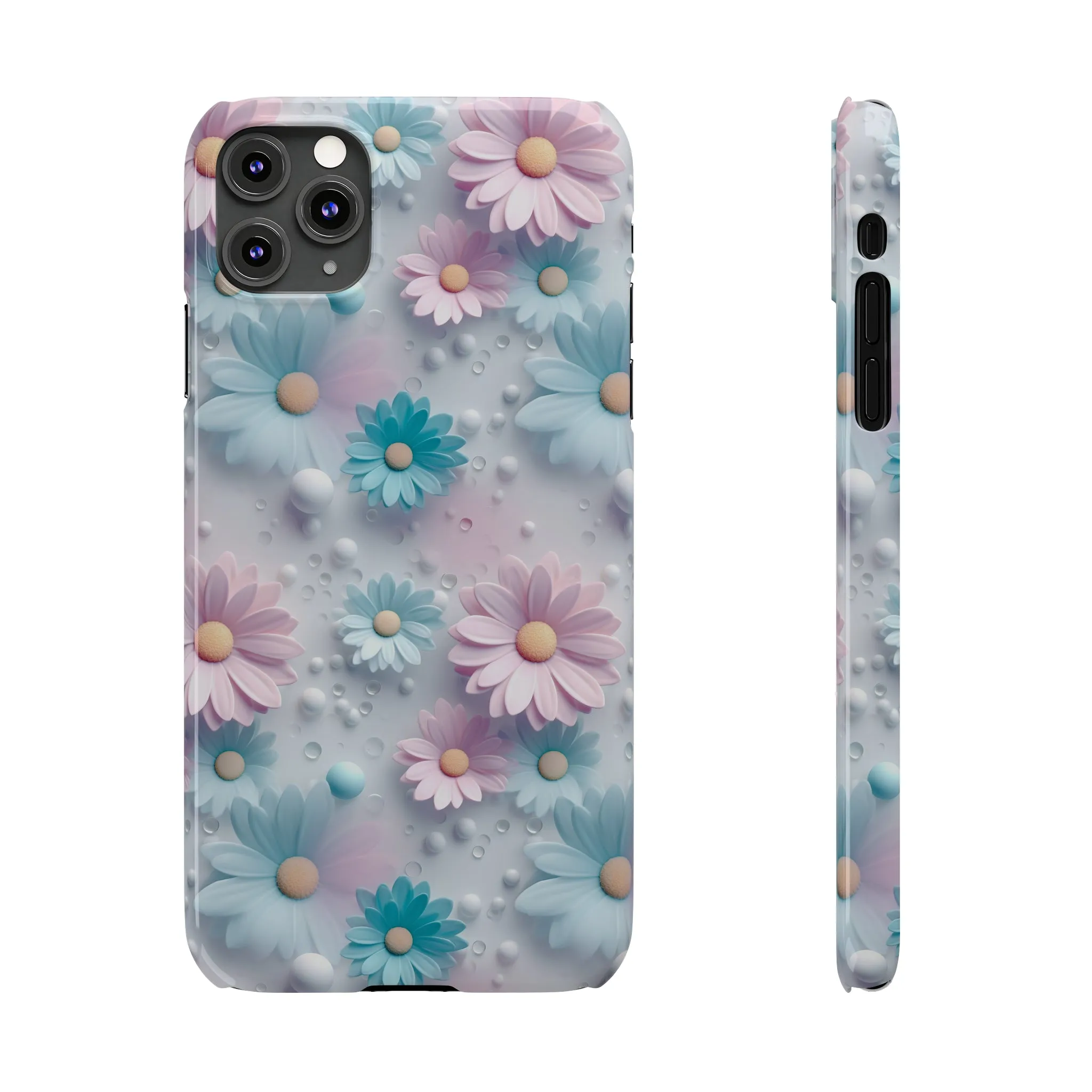 3D Dreamy Daisy Design Sleek Elegance Wireless-Charging Compatible Phone Case Slim Phone Case compatible with over 20 iphone models