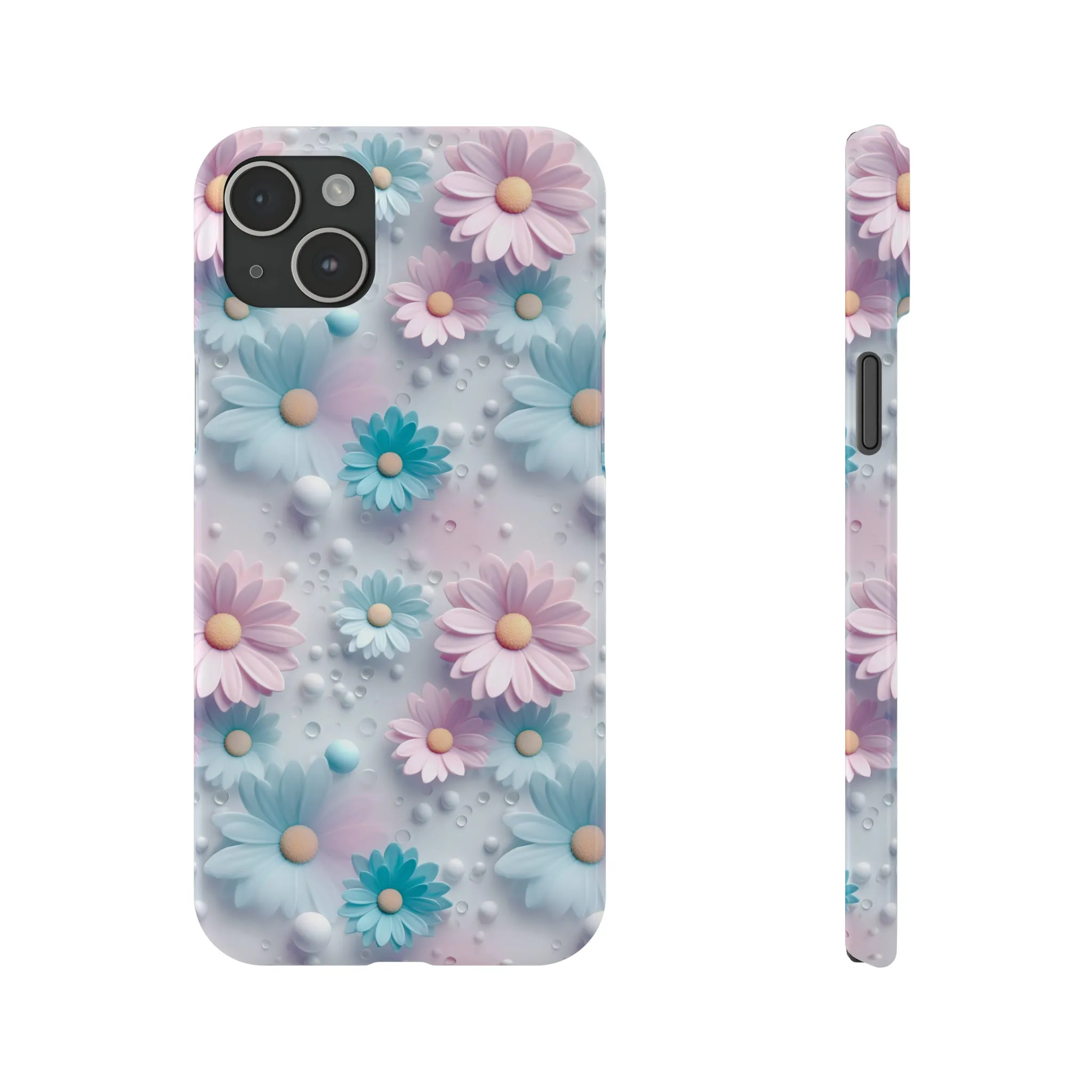 3D Dreamy Daisy Design Sleek Elegance Wireless-Charging Compatible Phone Case Slim Phone Case compatible with over 20 iphone models