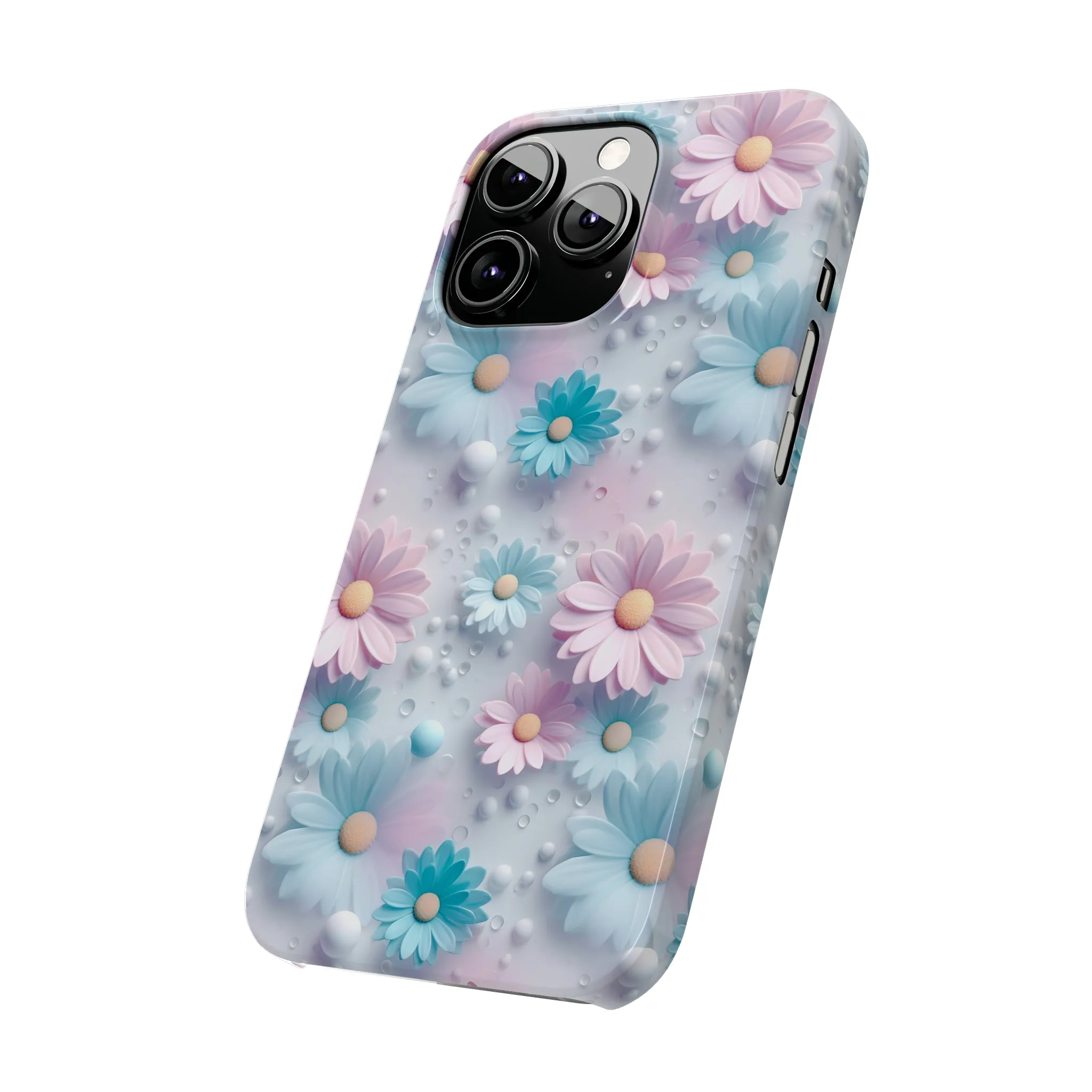 3D Dreamy Daisy Design Sleek Elegance Wireless-Charging Compatible Phone Case Slim Phone Case compatible with over 20 iphone models