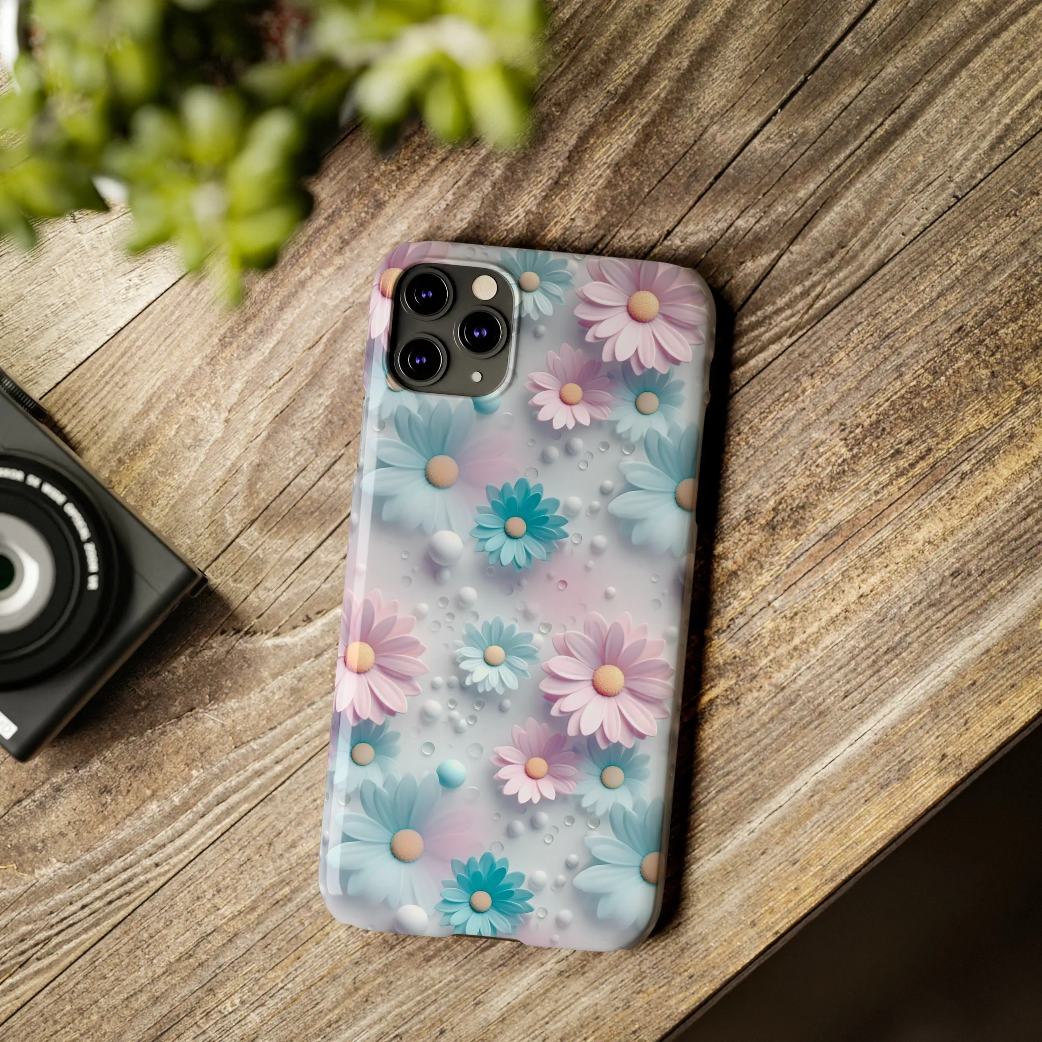 3D Dreamy Daisy Design Sleek Elegance Wireless-Charging Compatible Phone Case Slim Phone Case compatible with over 20 iphone models