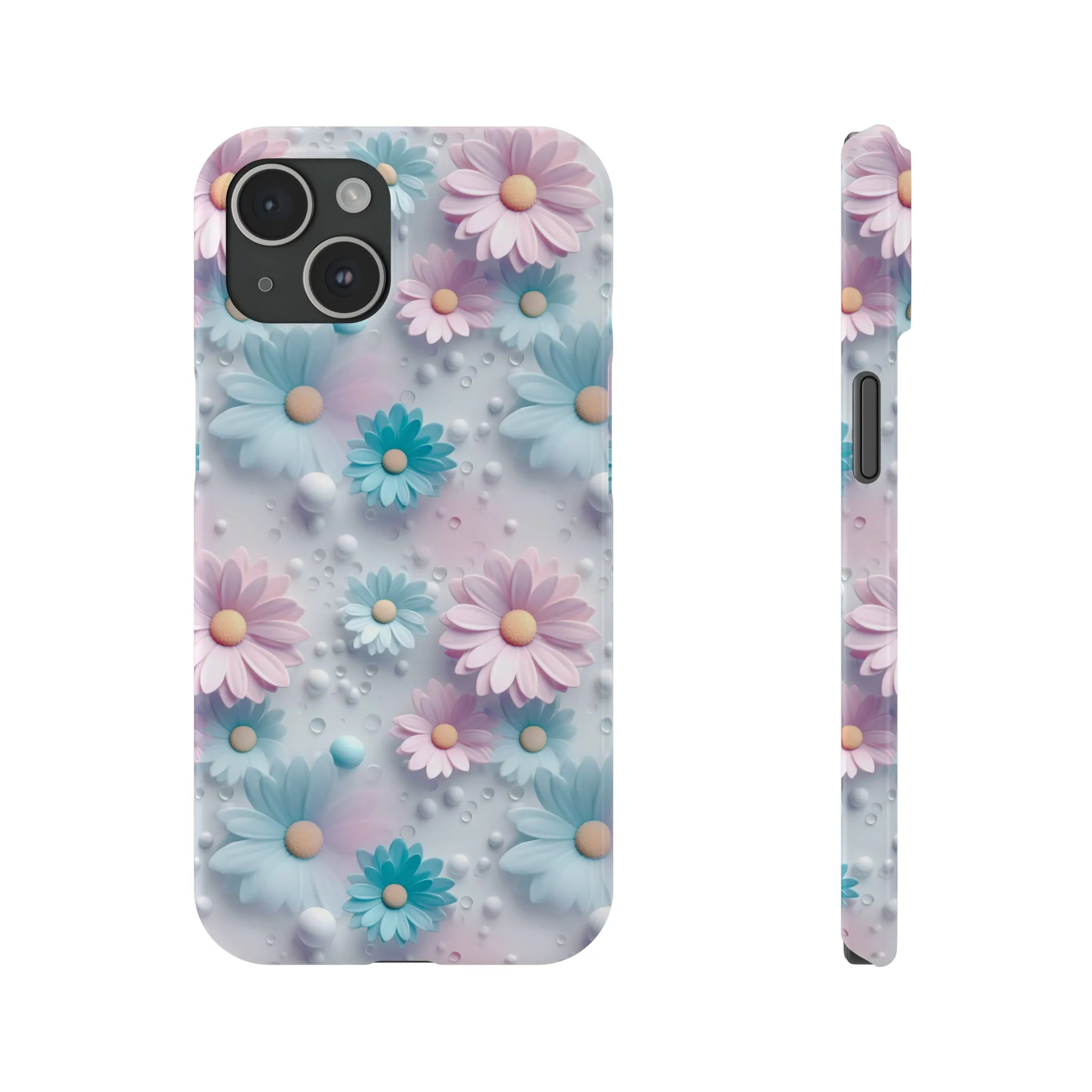 3D Dreamy Daisy Design Sleek Elegance Wireless-Charging Compatible Phone Case Slim Phone Case compatible with over 20 iphone models