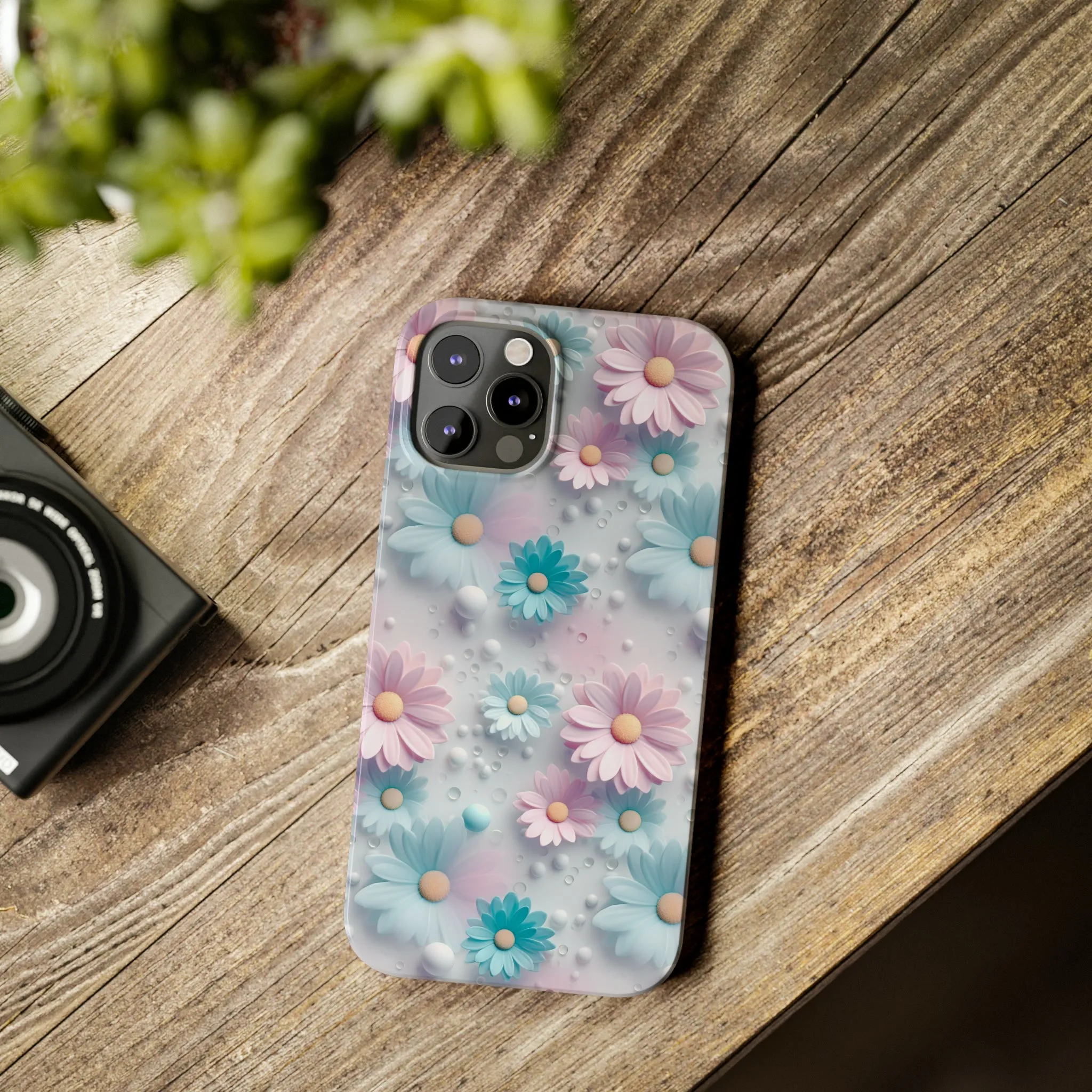 3D Dreamy Daisy Design Sleek Elegance Wireless-Charging Compatible Phone Case Slim Phone Case compatible with over 20 iphone models