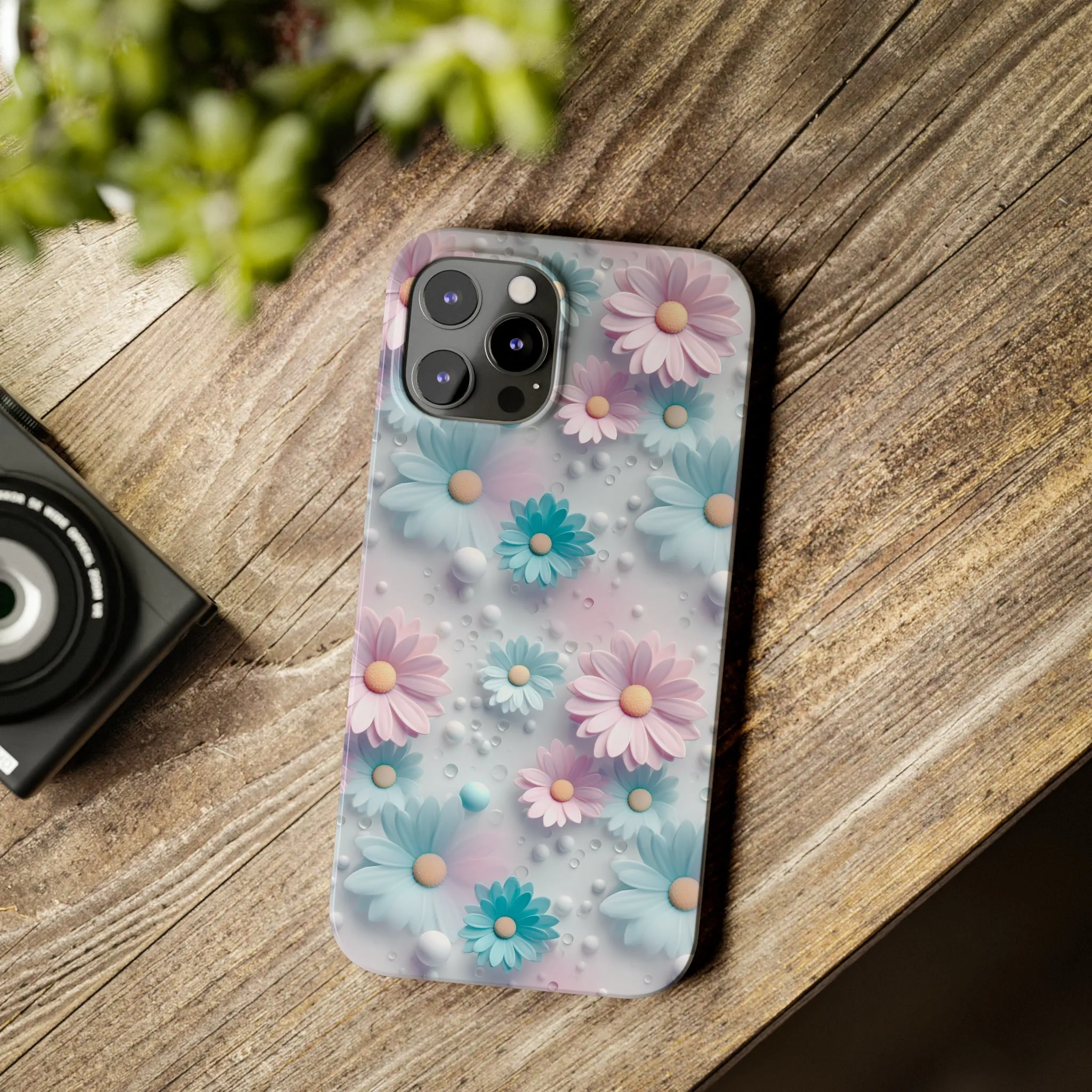 3D Dreamy Daisy Design Sleek Elegance Wireless-Charging Compatible Phone Case Slim Phone Case compatible with over 20 iphone models