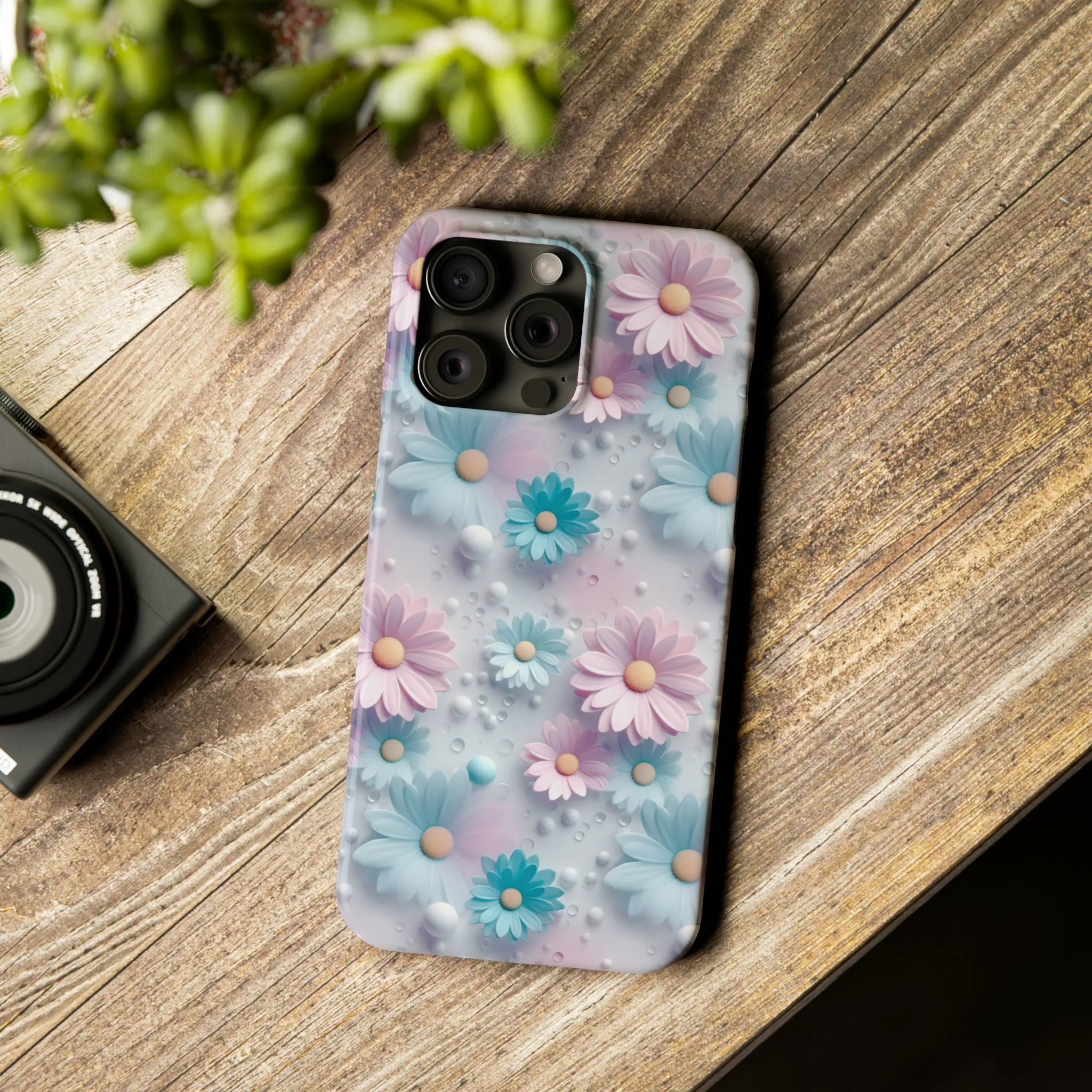 3D Dreamy Daisy Design Sleek Elegance Wireless-Charging Compatible Phone Case Slim Phone Case compatible with over 20 iphone models