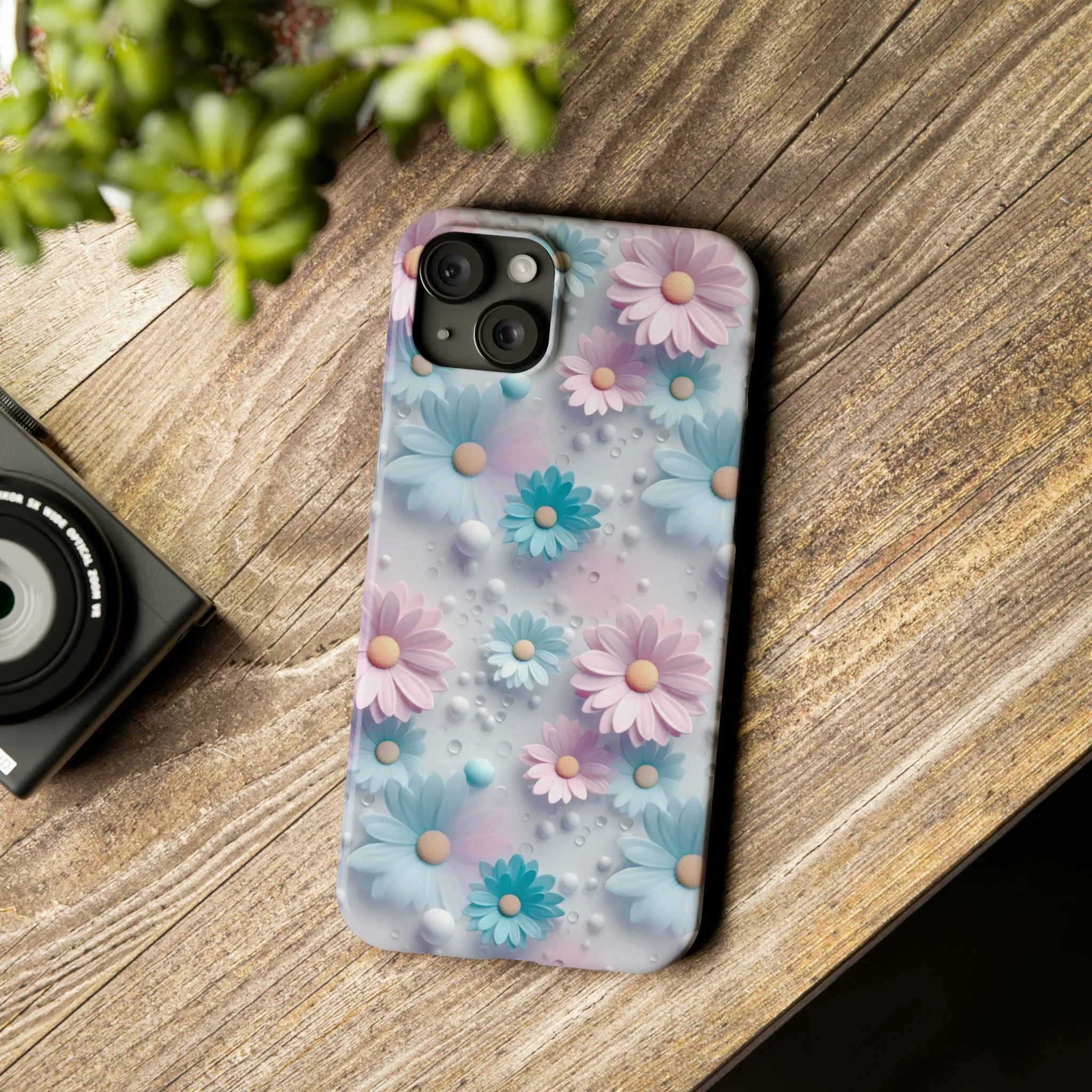 3D Dreamy Daisy Design Sleek Elegance Wireless-Charging Compatible Phone Case Slim Phone Case compatible with over 20 iphone models