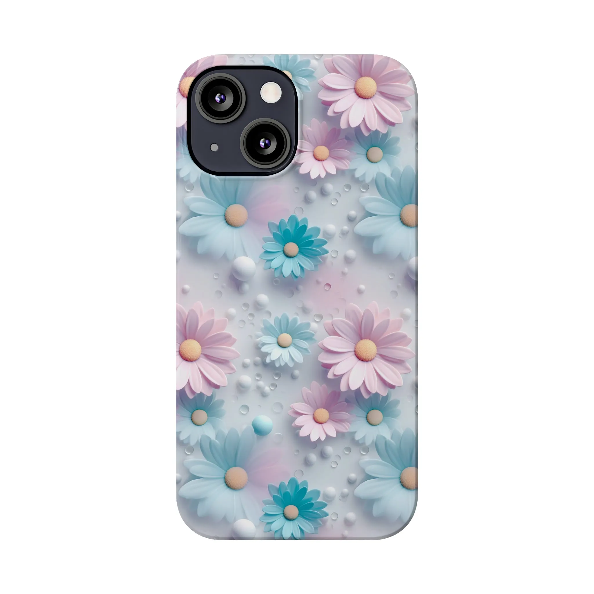 3D Dreamy Daisy Design Sleek Elegance Wireless-Charging Compatible Phone Case Slim Phone Case compatible with over 20 iphone models