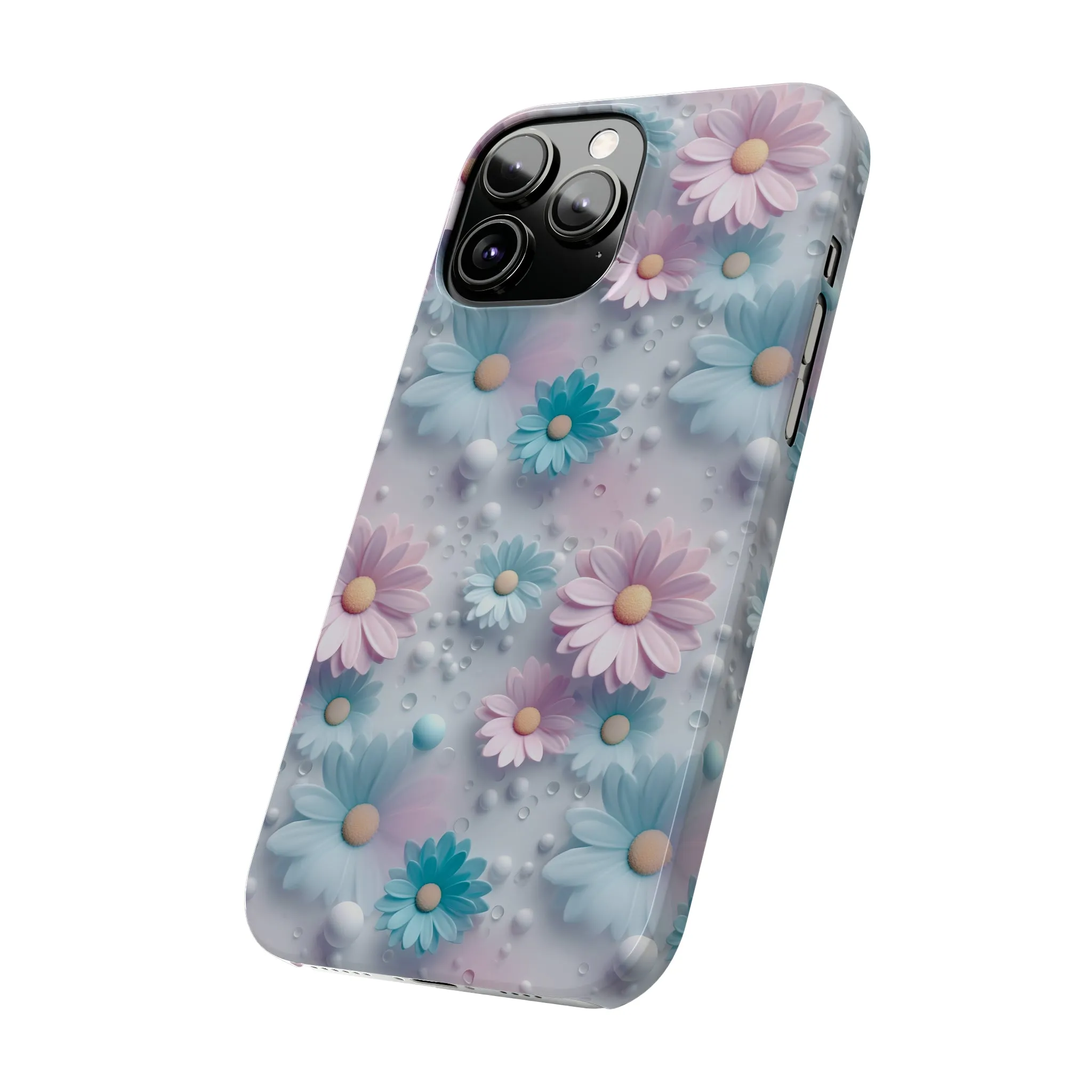 3D Dreamy Daisy Design Sleek Elegance Wireless-Charging Compatible Phone Case Slim Phone Case compatible with over 20 iphone models