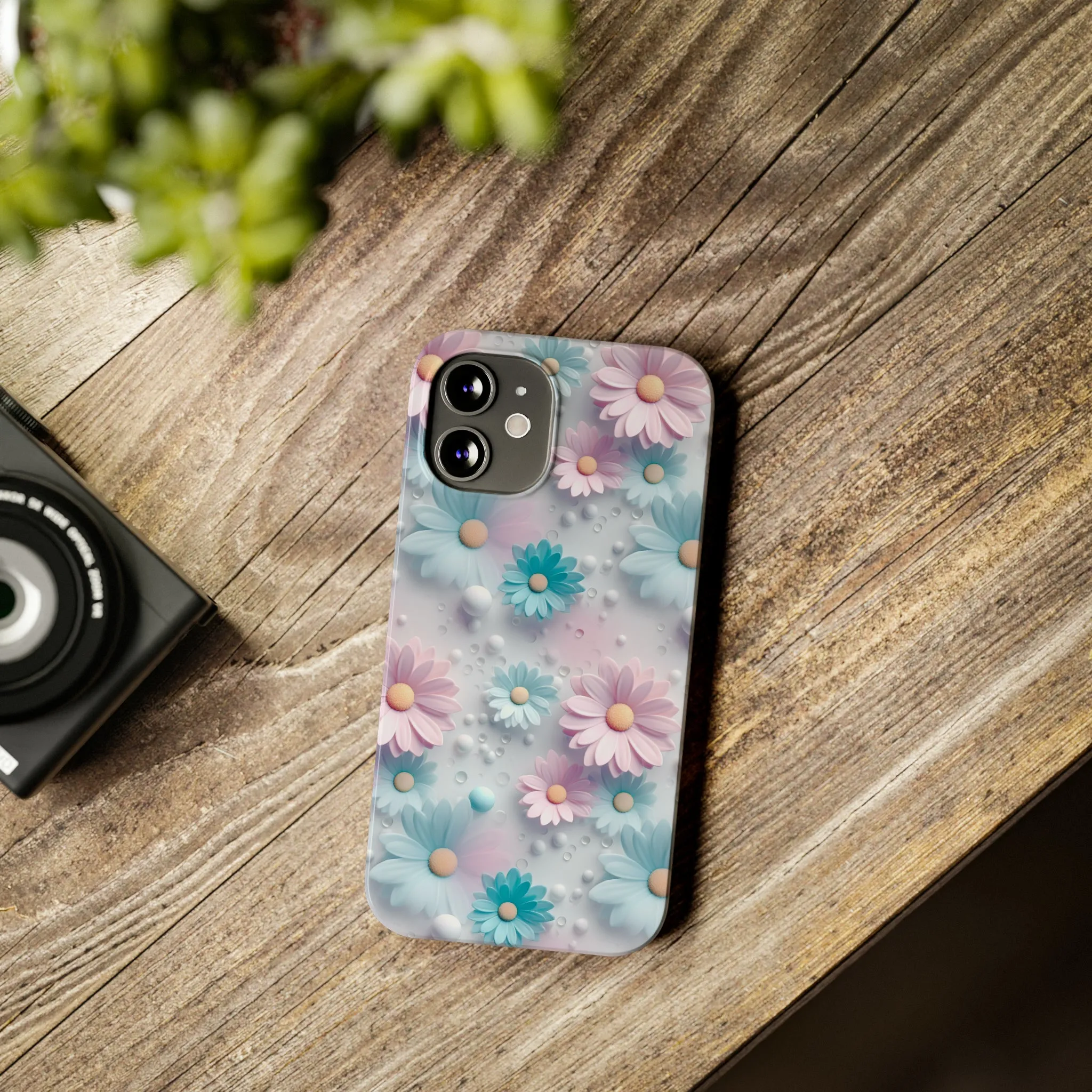 3D Dreamy Daisy Design Sleek Elegance Wireless-Charging Compatible Phone Case Slim Phone Case compatible with over 20 iphone models