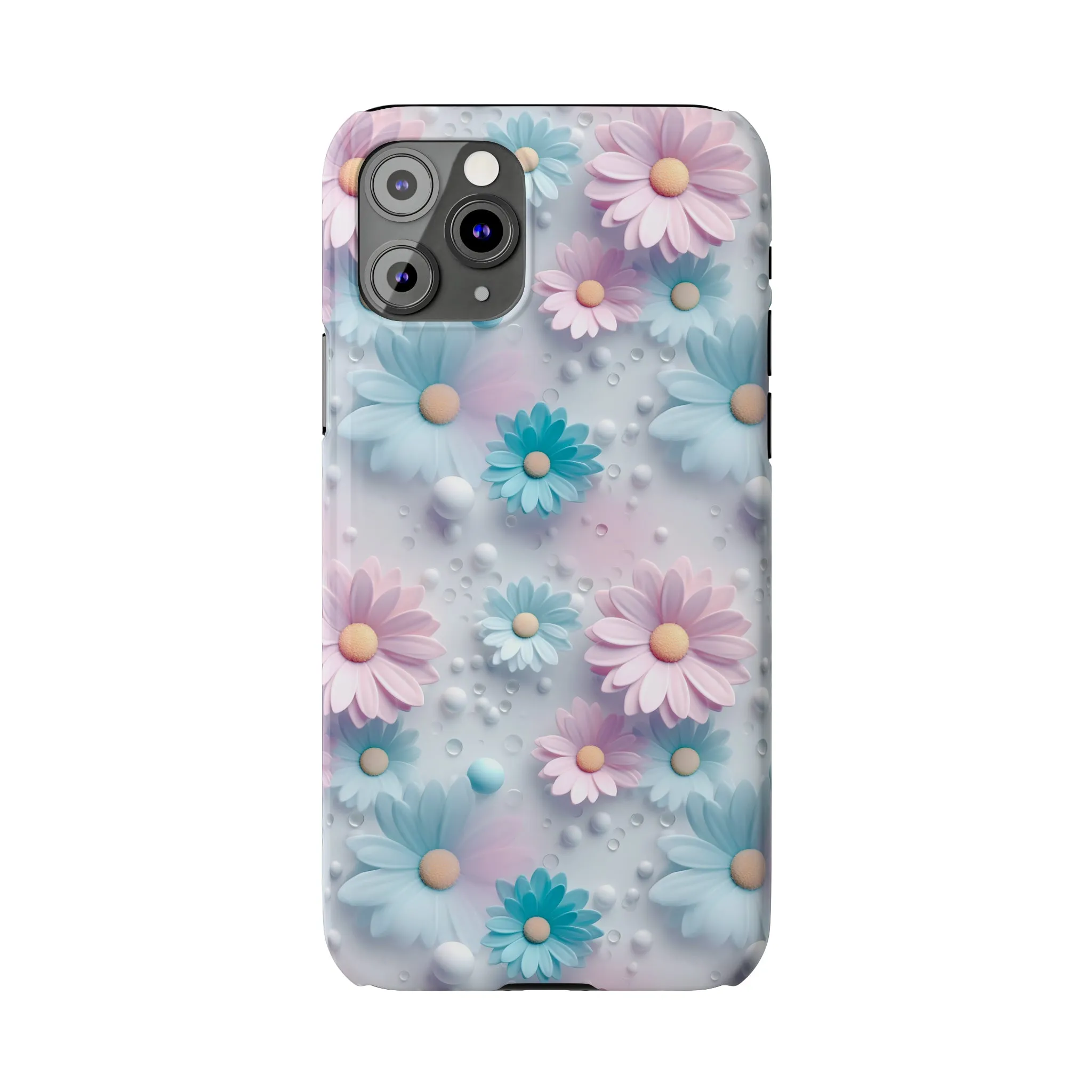 3D Dreamy Daisy Design Sleek Elegance Wireless-Charging Compatible Phone Case Slim Phone Case compatible with over 20 iphone models