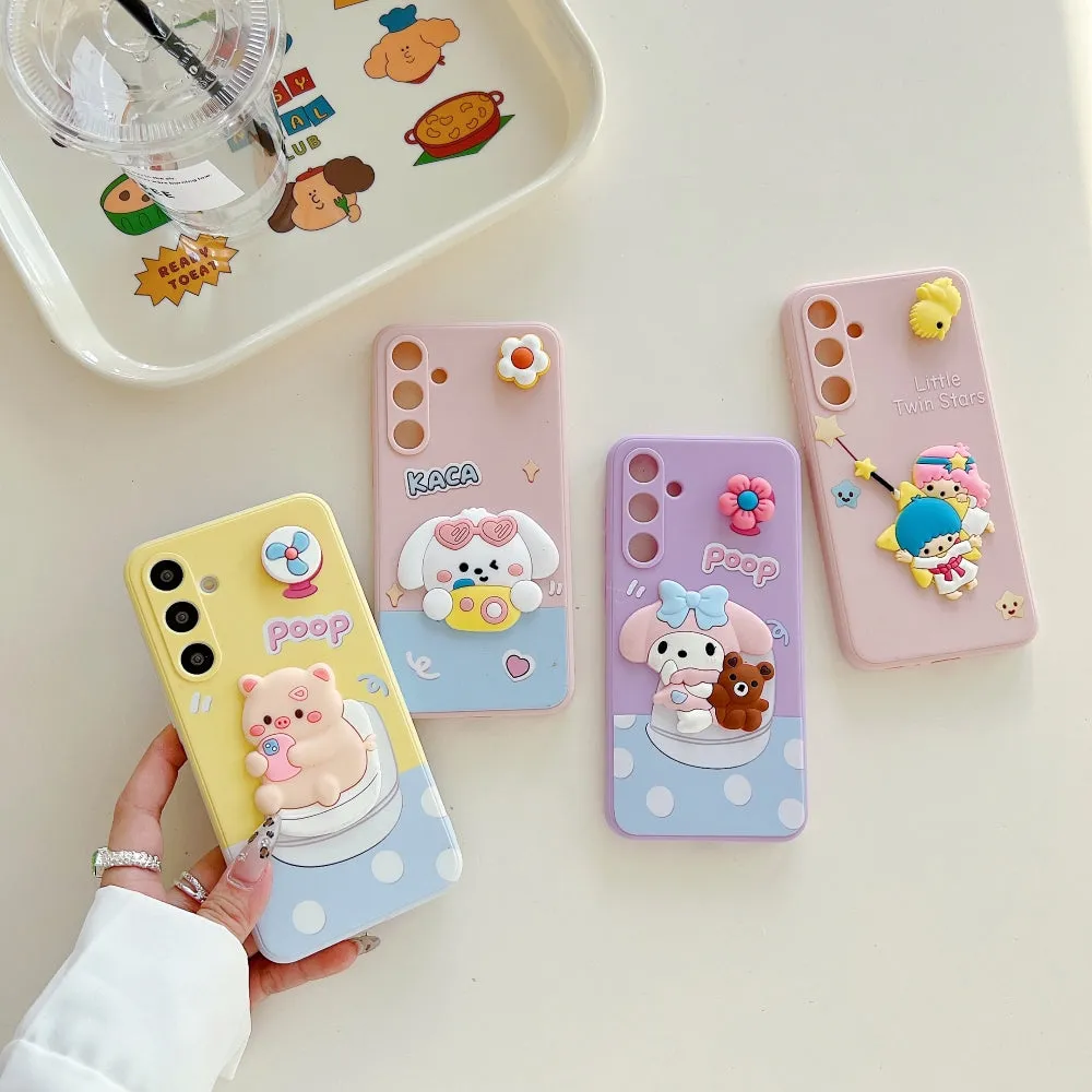 3D Spin Flower Silicone Soft Phone Case - Vivo Y35