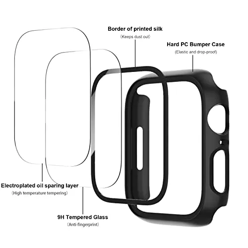 6 Pack Case with Tempered Glass Screen Protector for Apple Watch Series 3 Series 2 Series 1 38mm, JERXUN Ultra-Thin Scratch Resistant Full Protective Hard PC Bumper Cover for iWatch 38mm Accessories