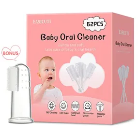 62PCS Baby Tongue Cleaner, Baby Oral Cleaner Newborn Baby Toothbrush,Disposable Infant Toothbrush Clean Baby Mouth,Gauze Gum Cleaner Stick Dental Care for 0-36 Month Baby 1 Finger Toothbrush with Case