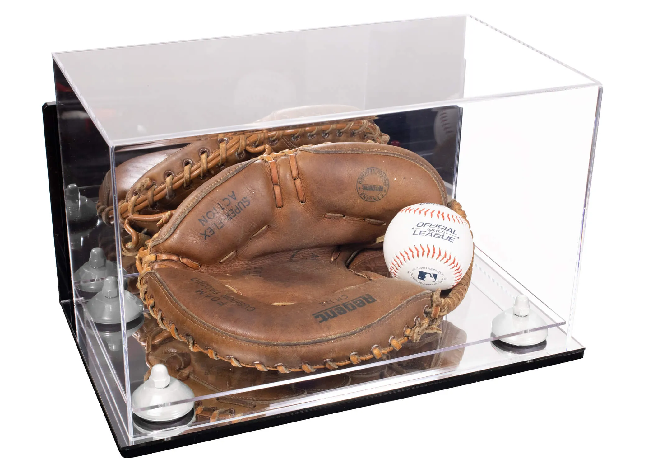 Acrylic Baseball Catchers Glove Display Case - Mirror Wall Mounts (V16/A011)