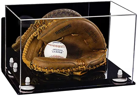 Acrylic Baseball Catchers Glove Display Case - Mirror Wall Mounts (V16/A011)