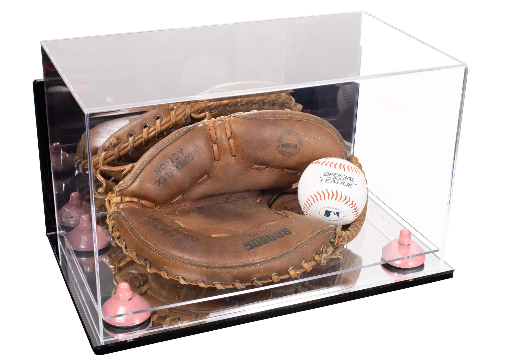 Acrylic Baseball Catchers Glove Display Case - Mirror Wall Mounts (V16/A011)