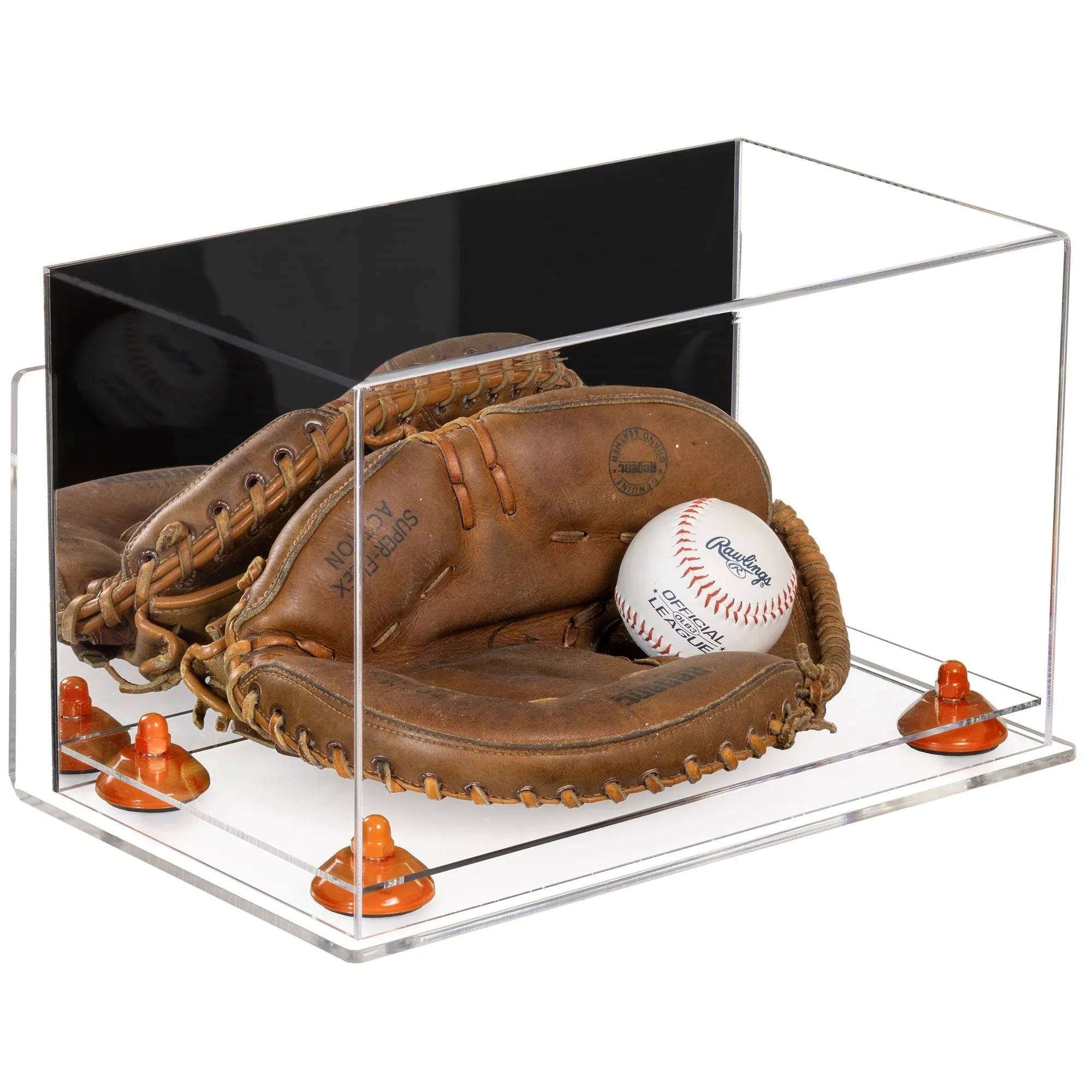 Acrylic Baseball Catchers Glove Display Case - Mirror Wall Mounts (V16/A011)