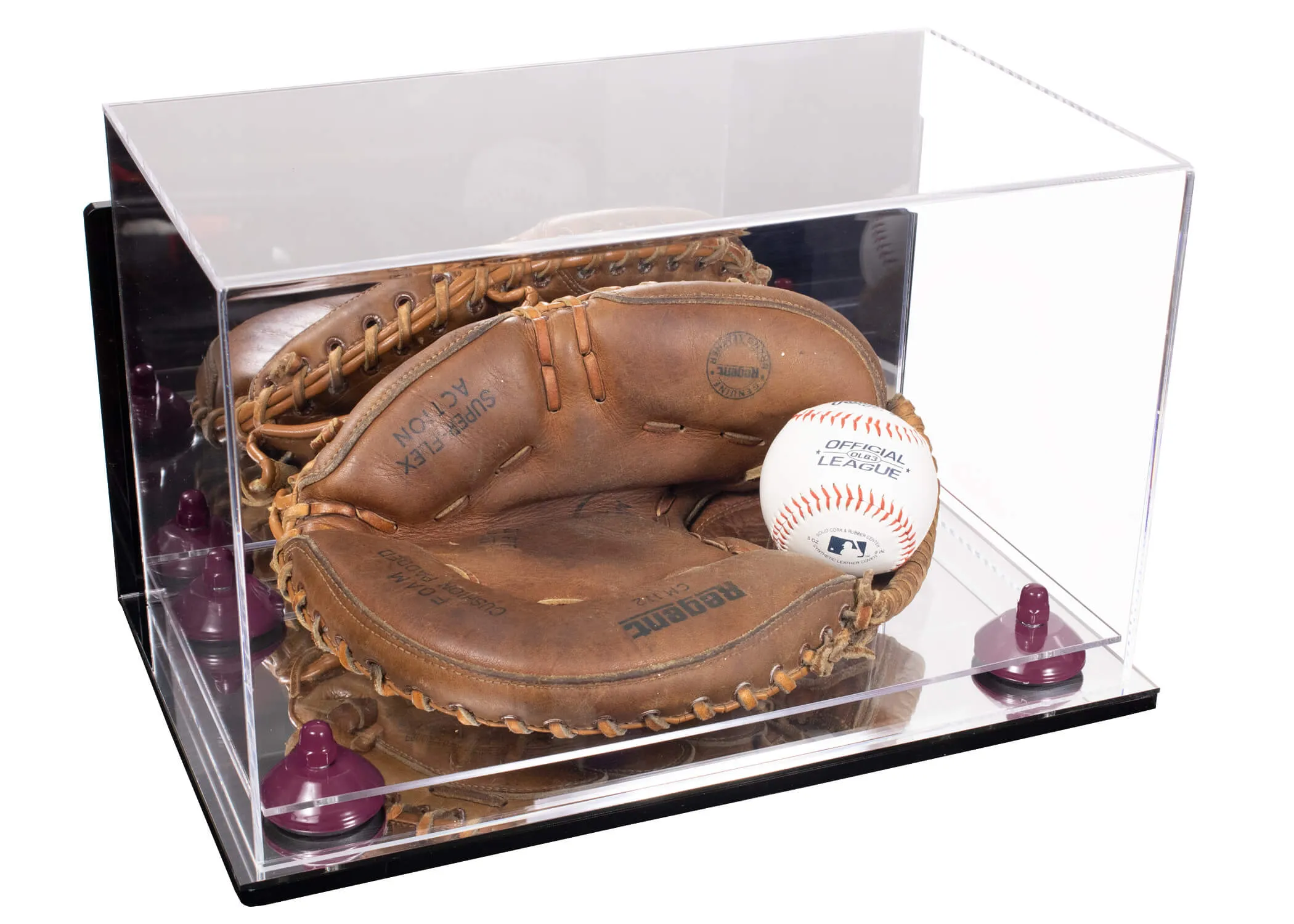 Acrylic Baseball Catchers Glove Display Case - Mirror Wall Mounts (V16/A011)