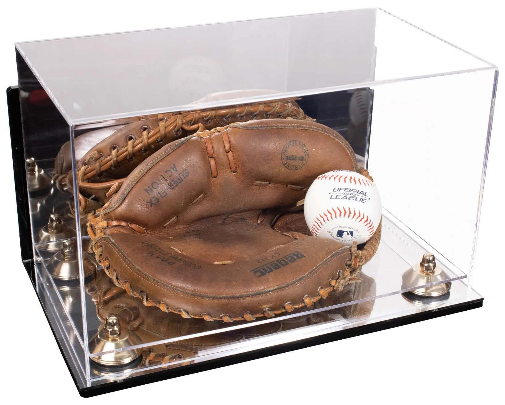 Acrylic Baseball Catchers Glove Display Case - Mirror Wall Mounts (V16/A011)