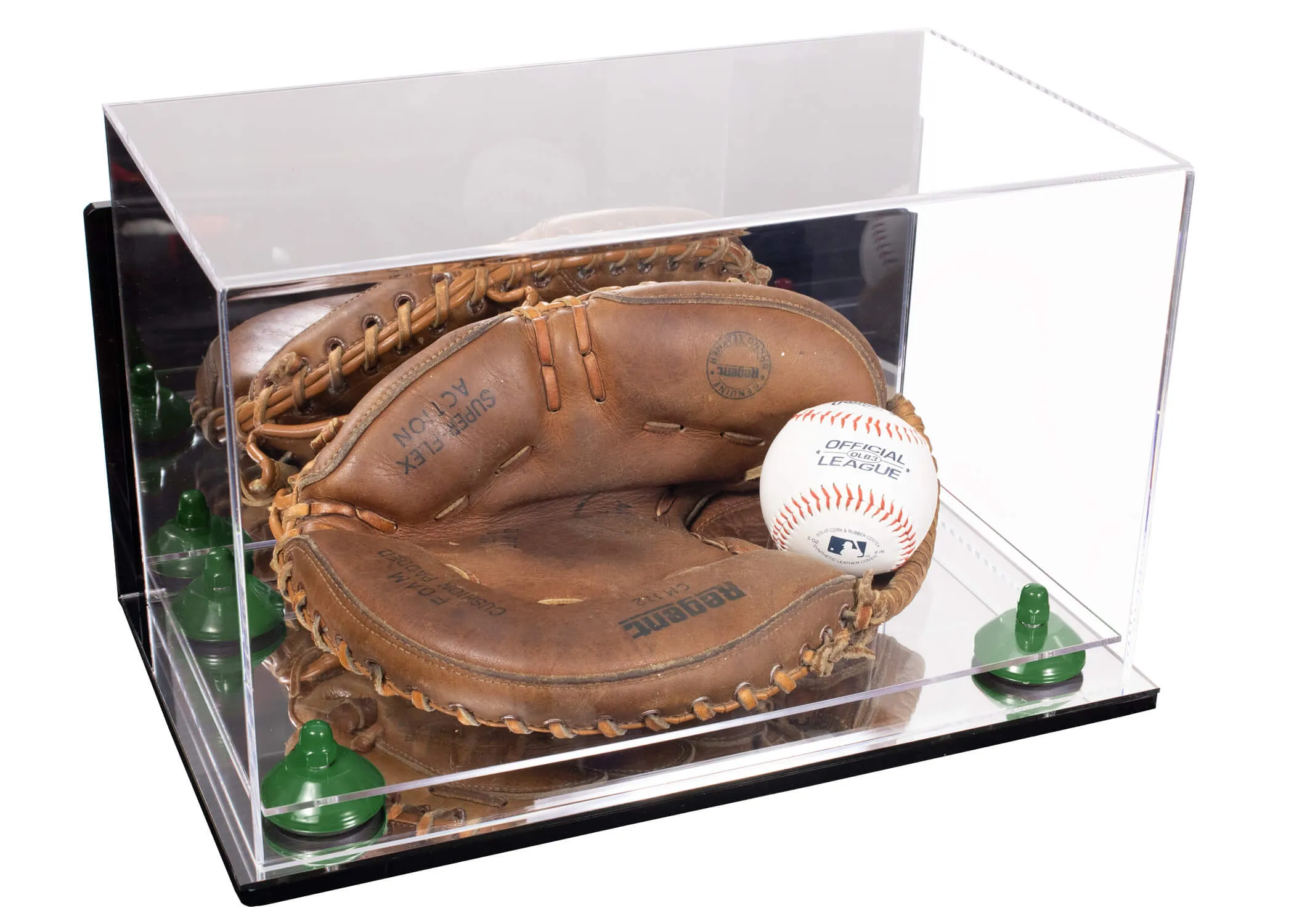 Acrylic Baseball Catchers Glove Display Case - Mirror Wall Mounts (V16/A011)