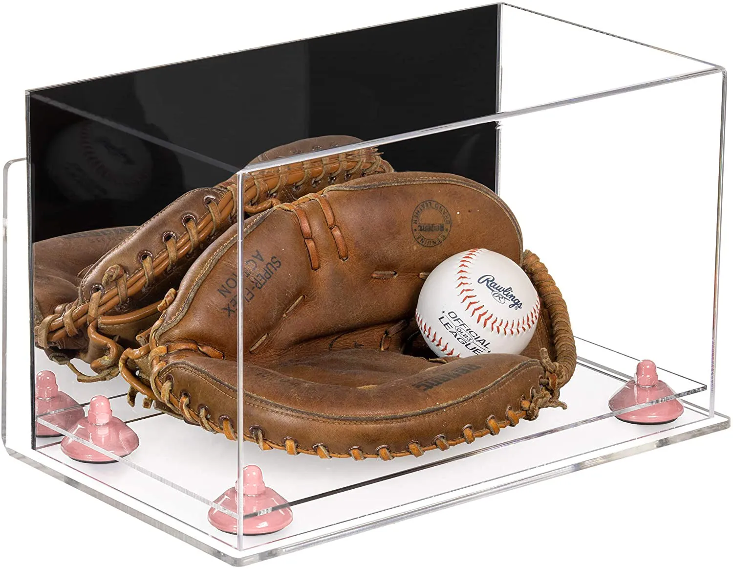 Acrylic Baseball Catchers Glove Display Case - Mirror Wall Mounts (V16/A011)