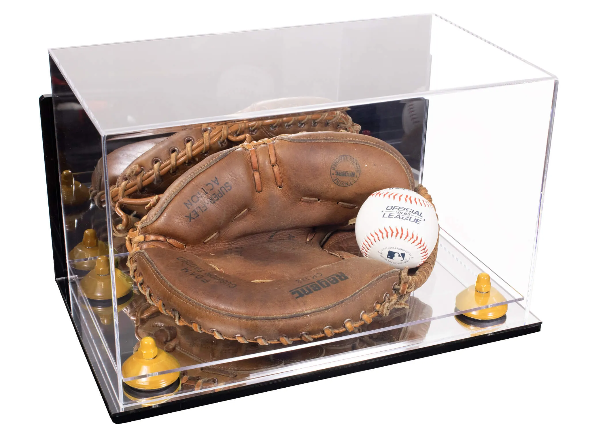 Acrylic Baseball Catchers Glove Display Case - Mirror Wall Mounts (V16/A011)