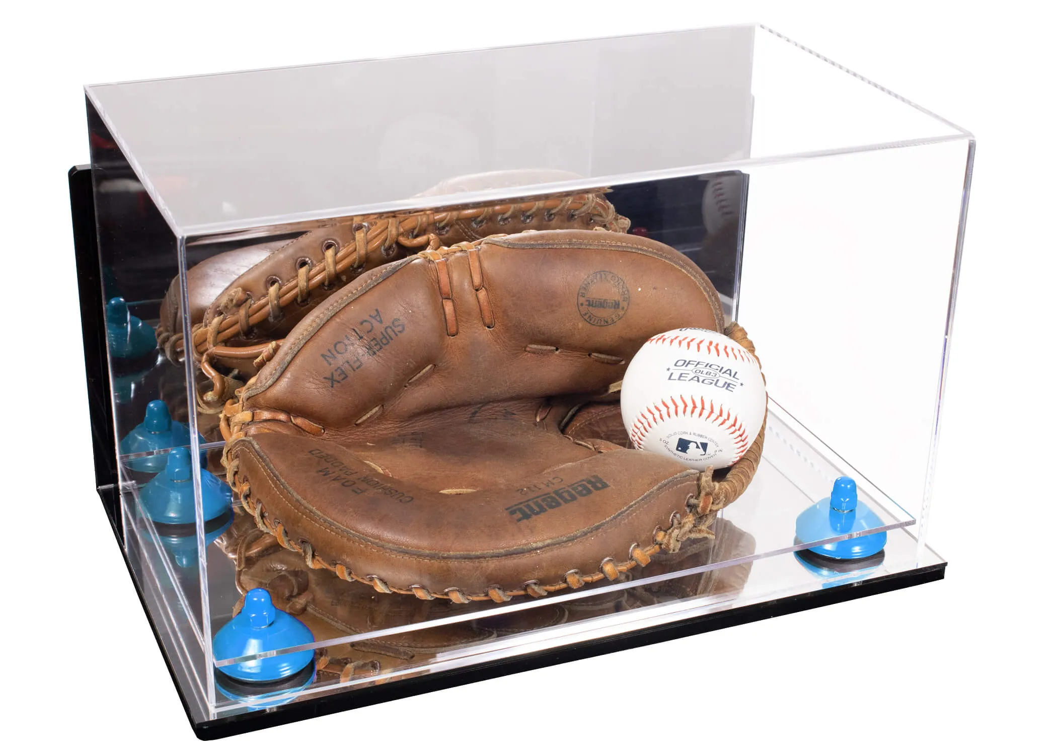 Acrylic Baseball Catchers Glove Display Case - Mirror Wall Mounts (V16/A011)