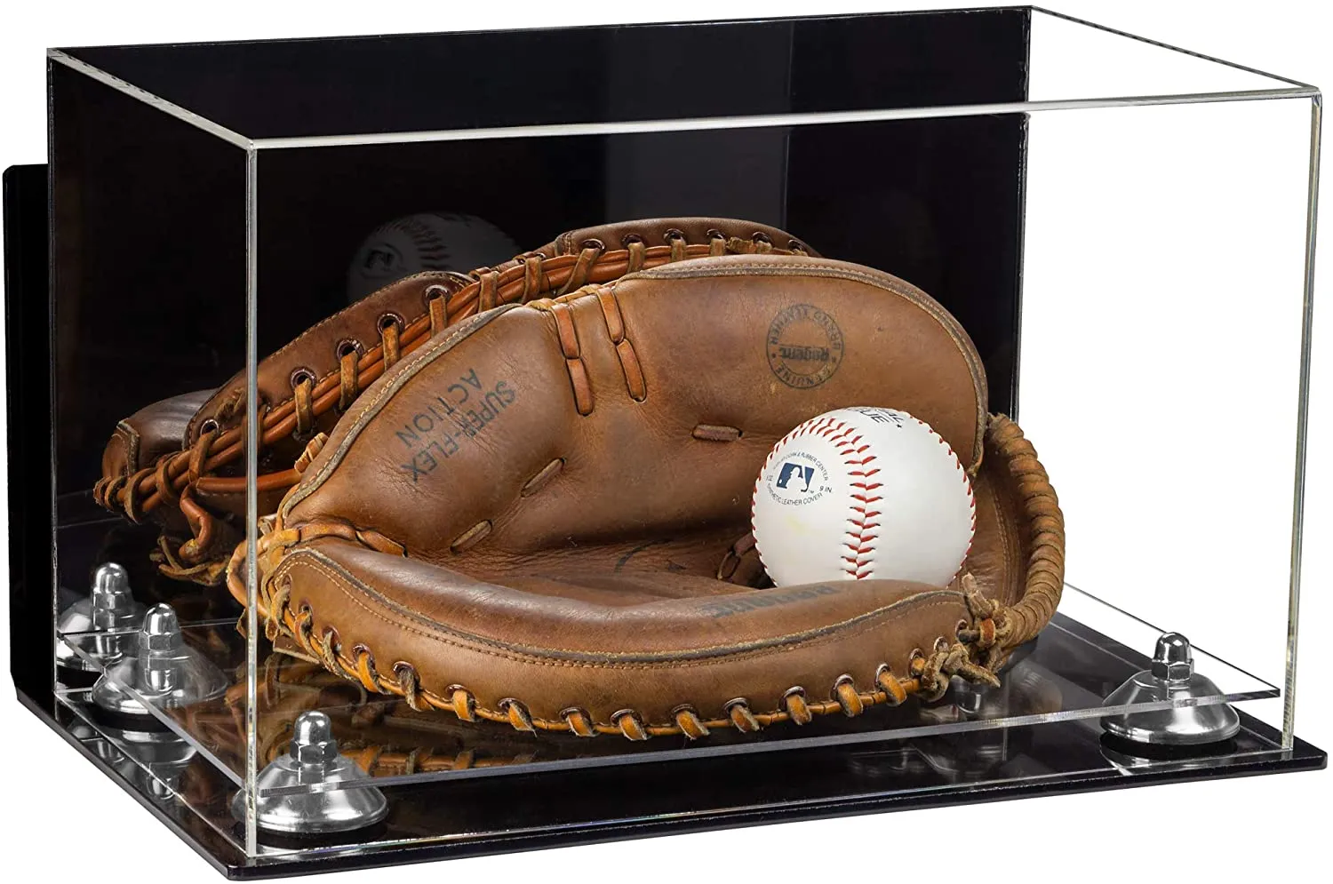 Acrylic Baseball Catchers Glove Display Case - Mirror Wall Mounts (V16/A011)