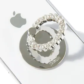 Adhesive Embellished Rhinestone Phone Ring - Silver