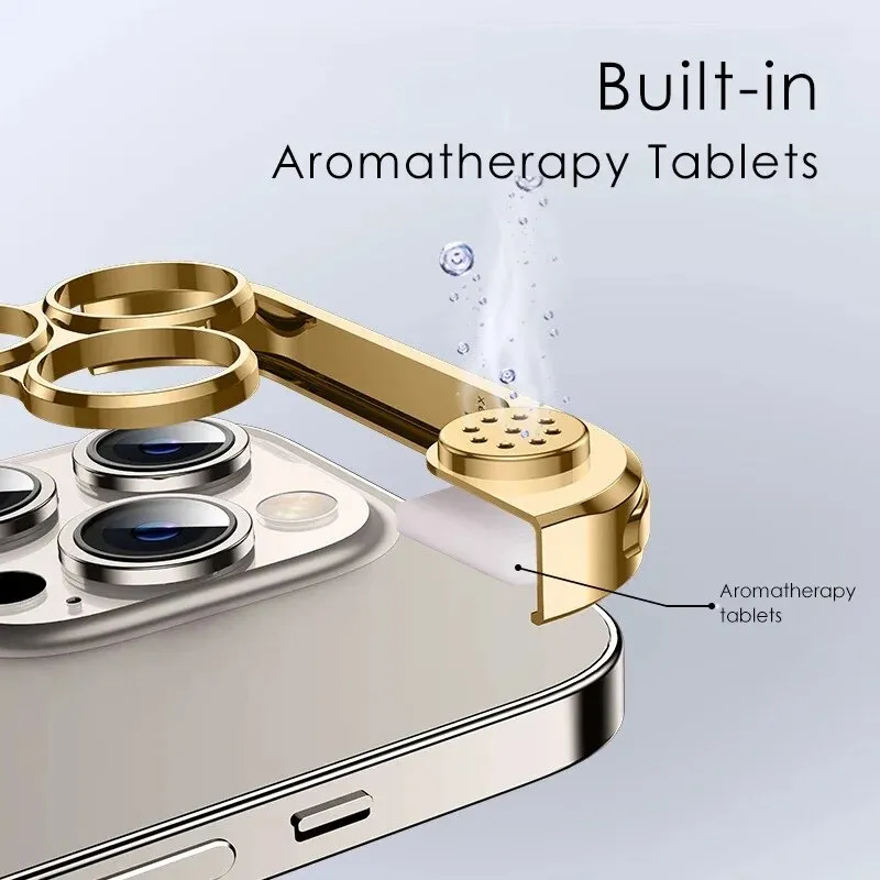 Aluminum Alloy Corner Pads Phone Case With Aromatherapy Metal Lens For iPhone