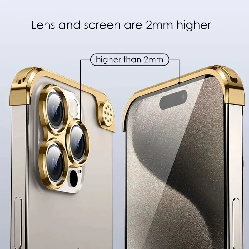 Aluminum Alloy Corner Pads Phone Case With Aromatherapy Metal Lens For iPhone