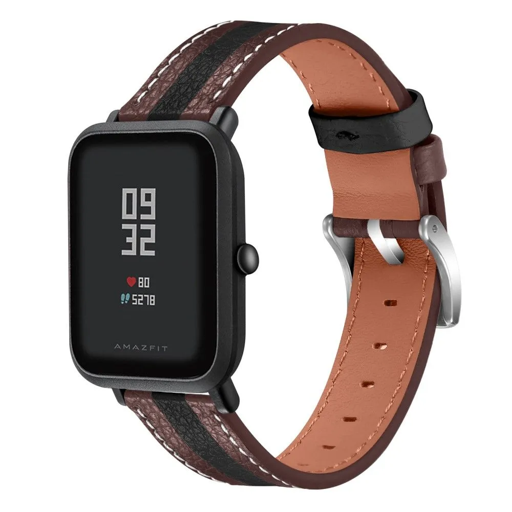 Amazfit GTS color splicing cowhide leather watch strap - Brown / Black