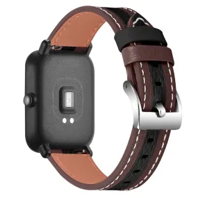 Amazfit GTS color splicing cowhide leather watch strap - Brown / Black